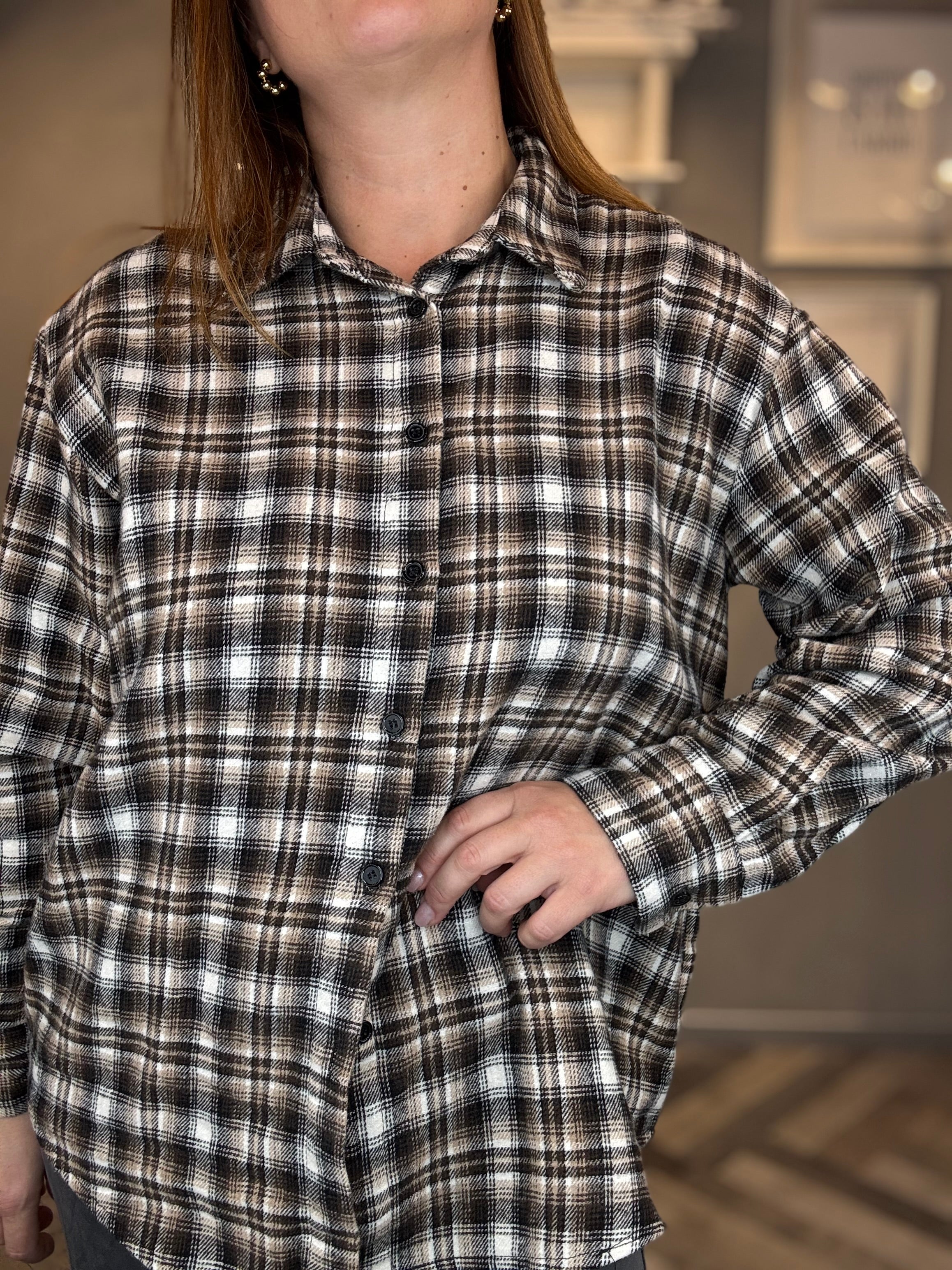 Camicia flanella check cioccolato