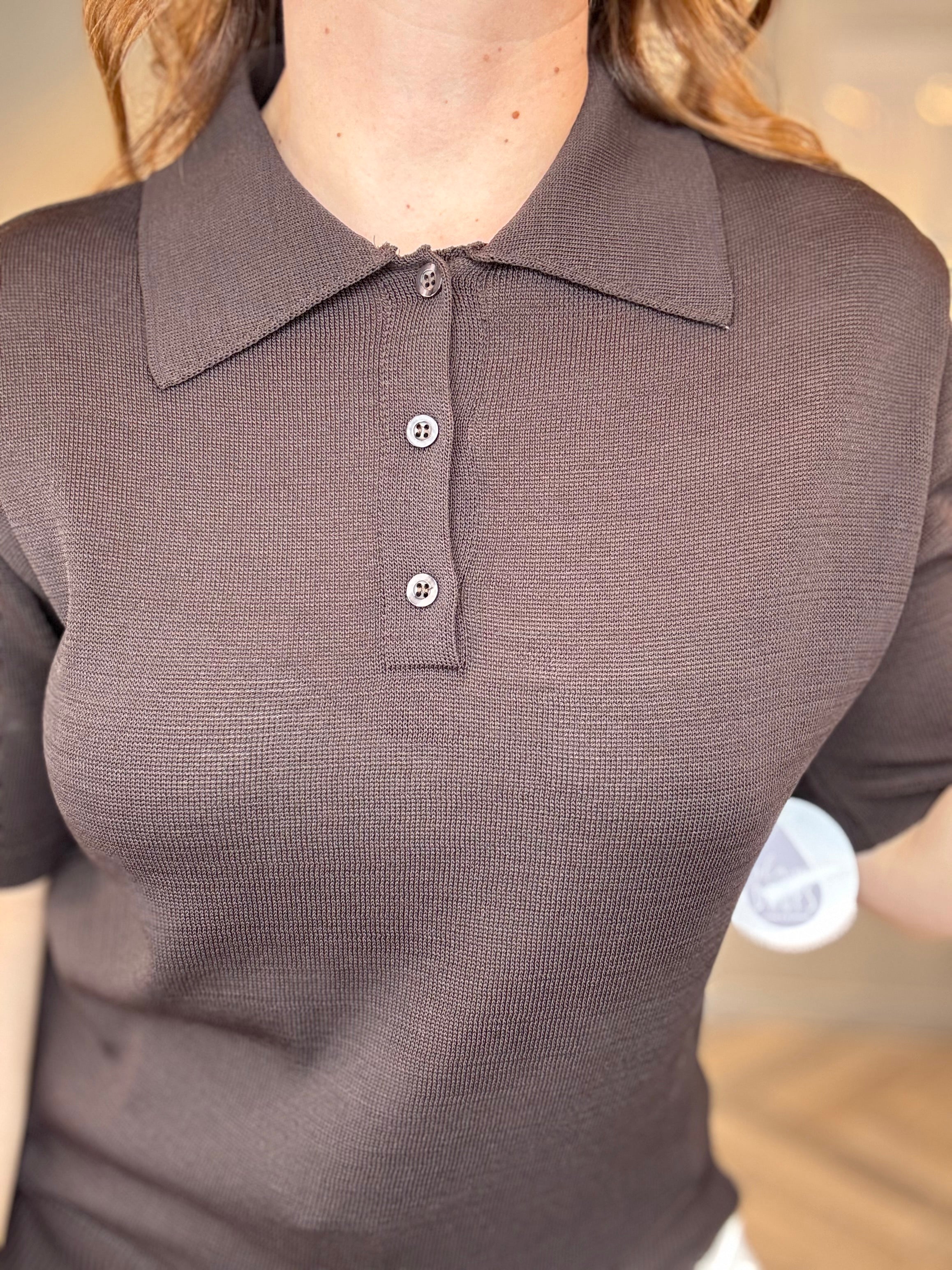 Polo in maglia soft moro