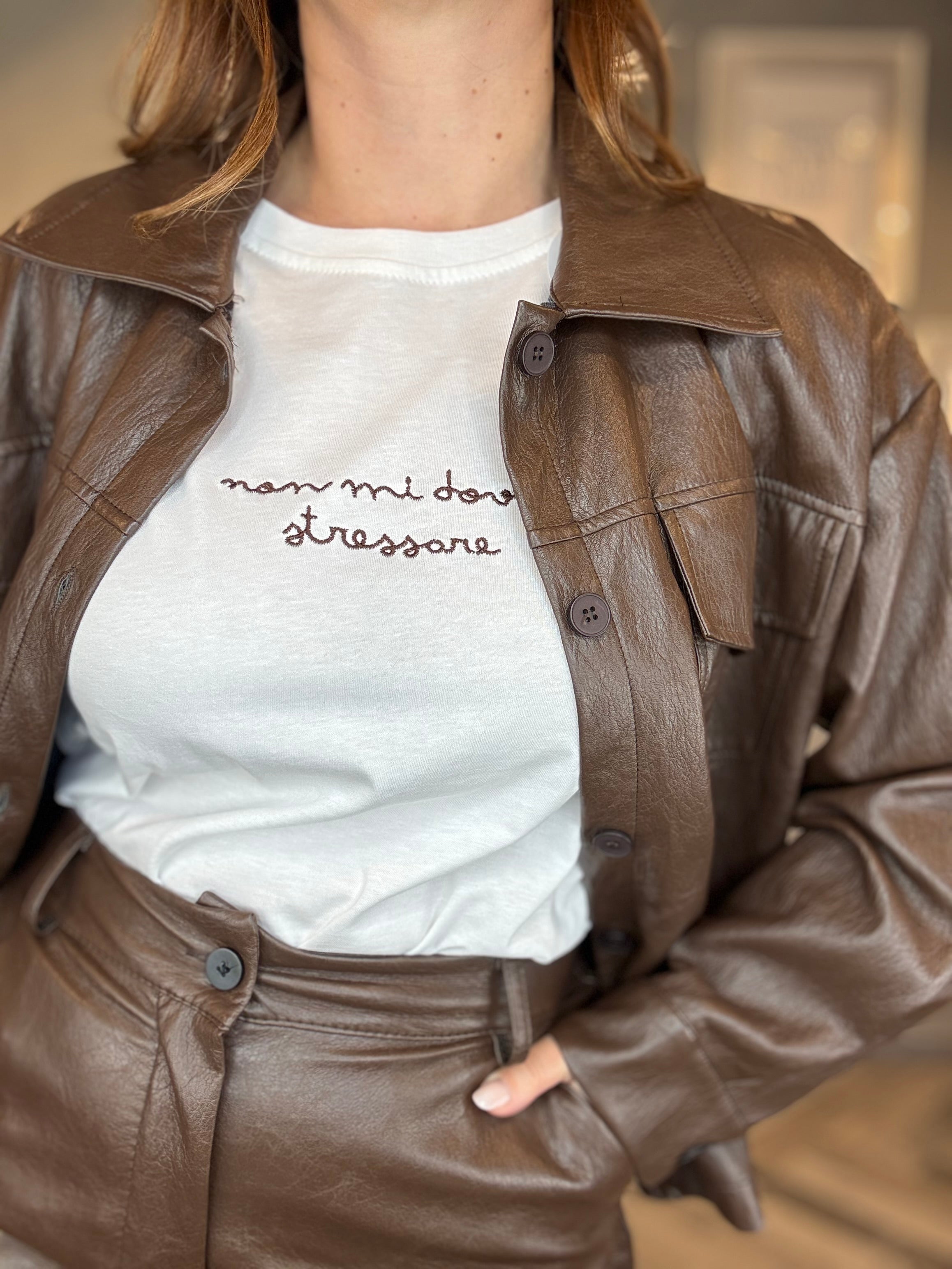 T-shirt Non mi dovete stressare cioccolato