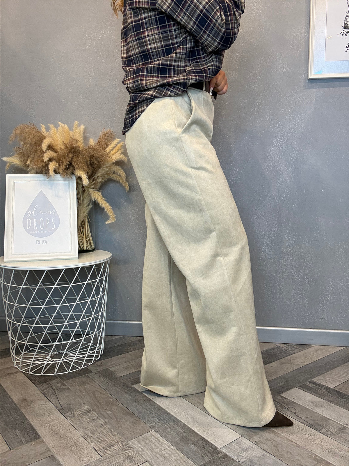 Pantalone Icon ecosuede sabbia con cintura