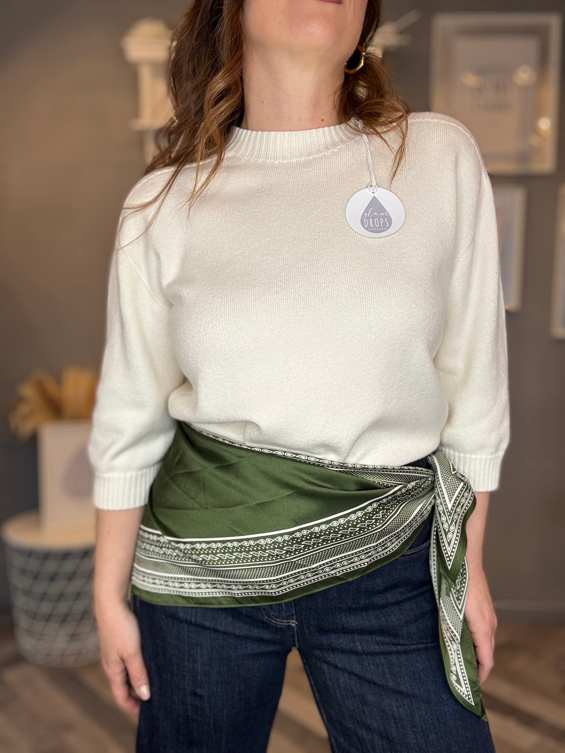 Foulard triangolo verde a fantasia