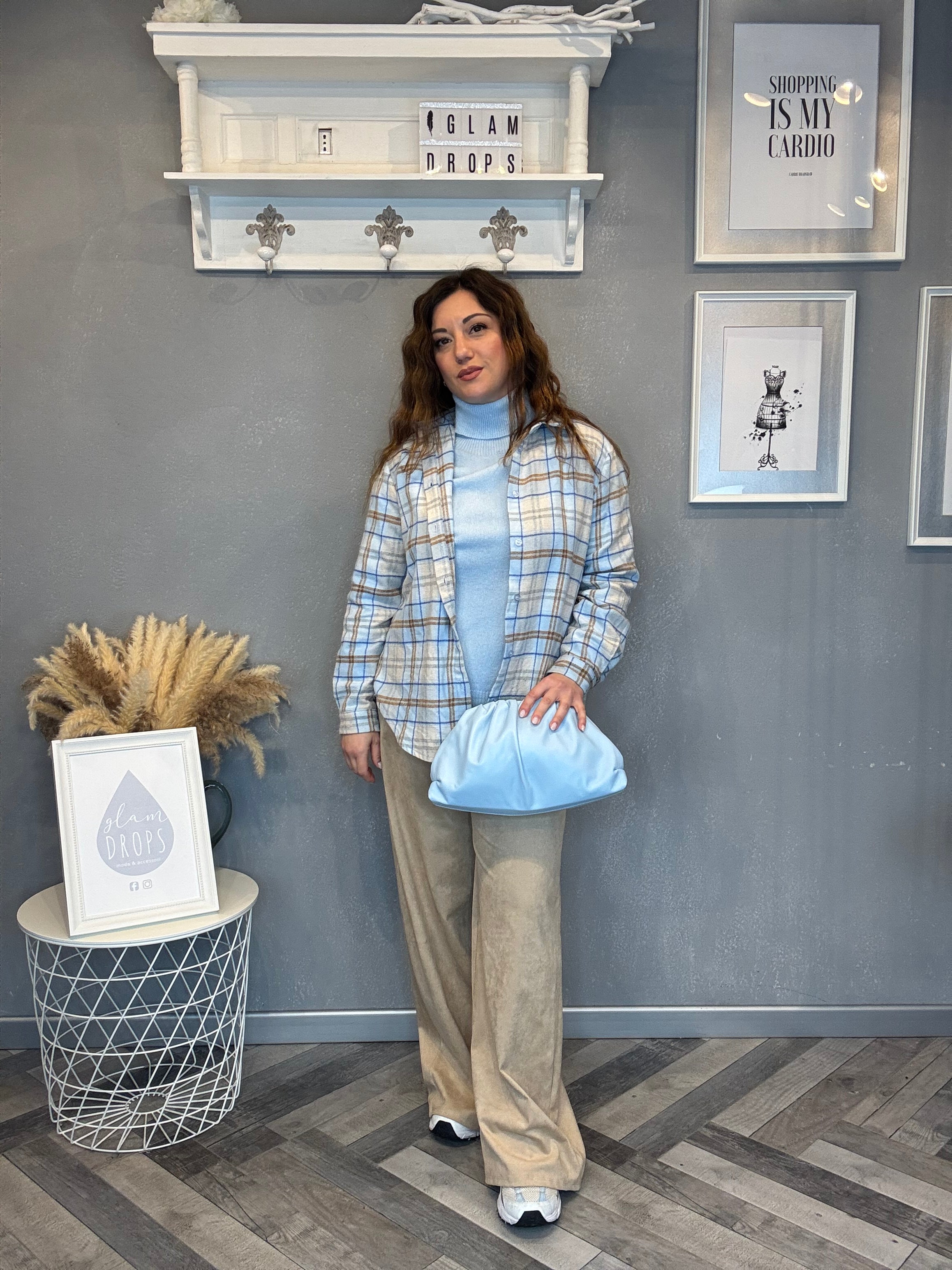 Pantalone eco suede wide beige