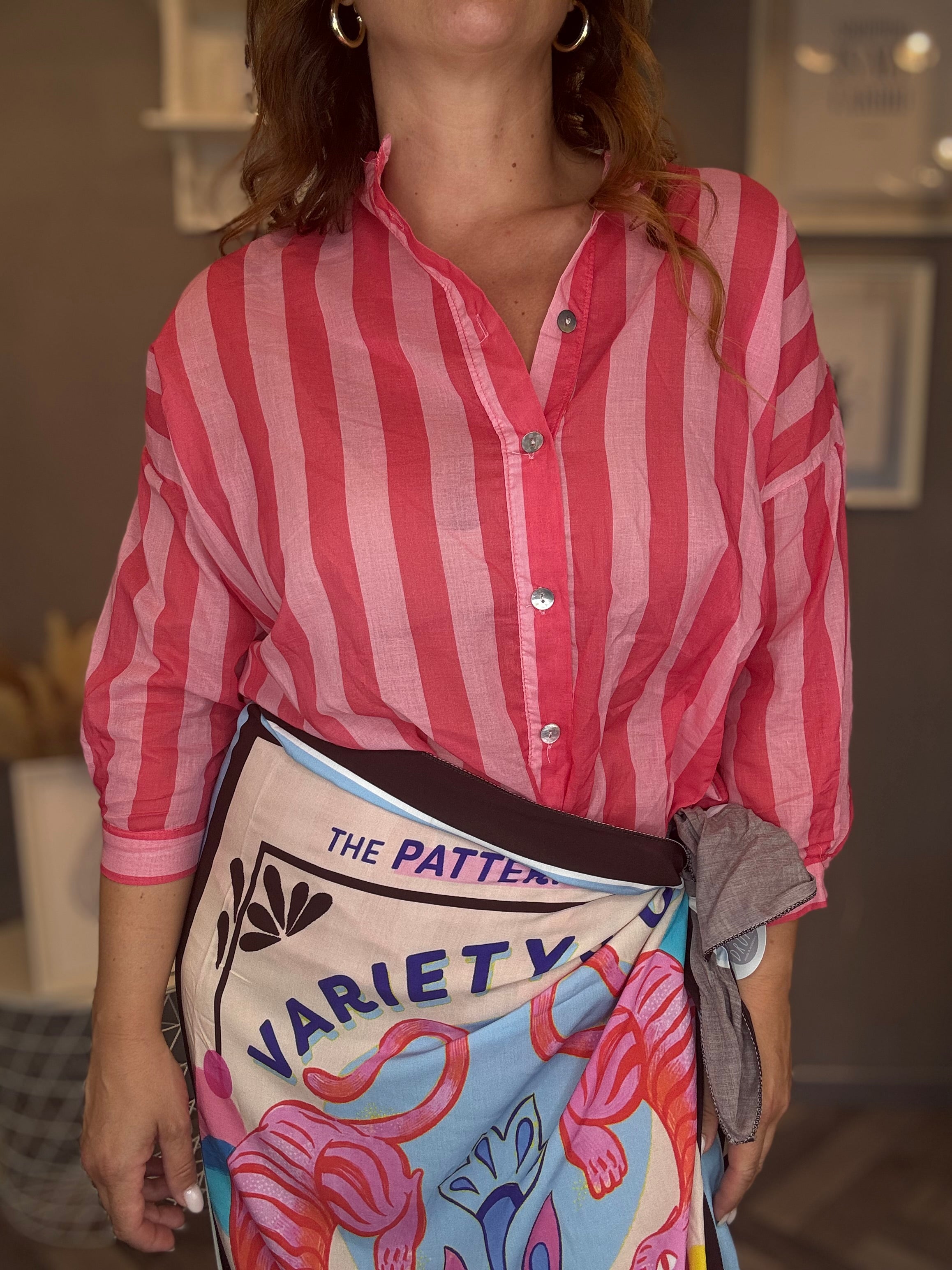 Camicia Isla Bonita righe rosa e fucsia