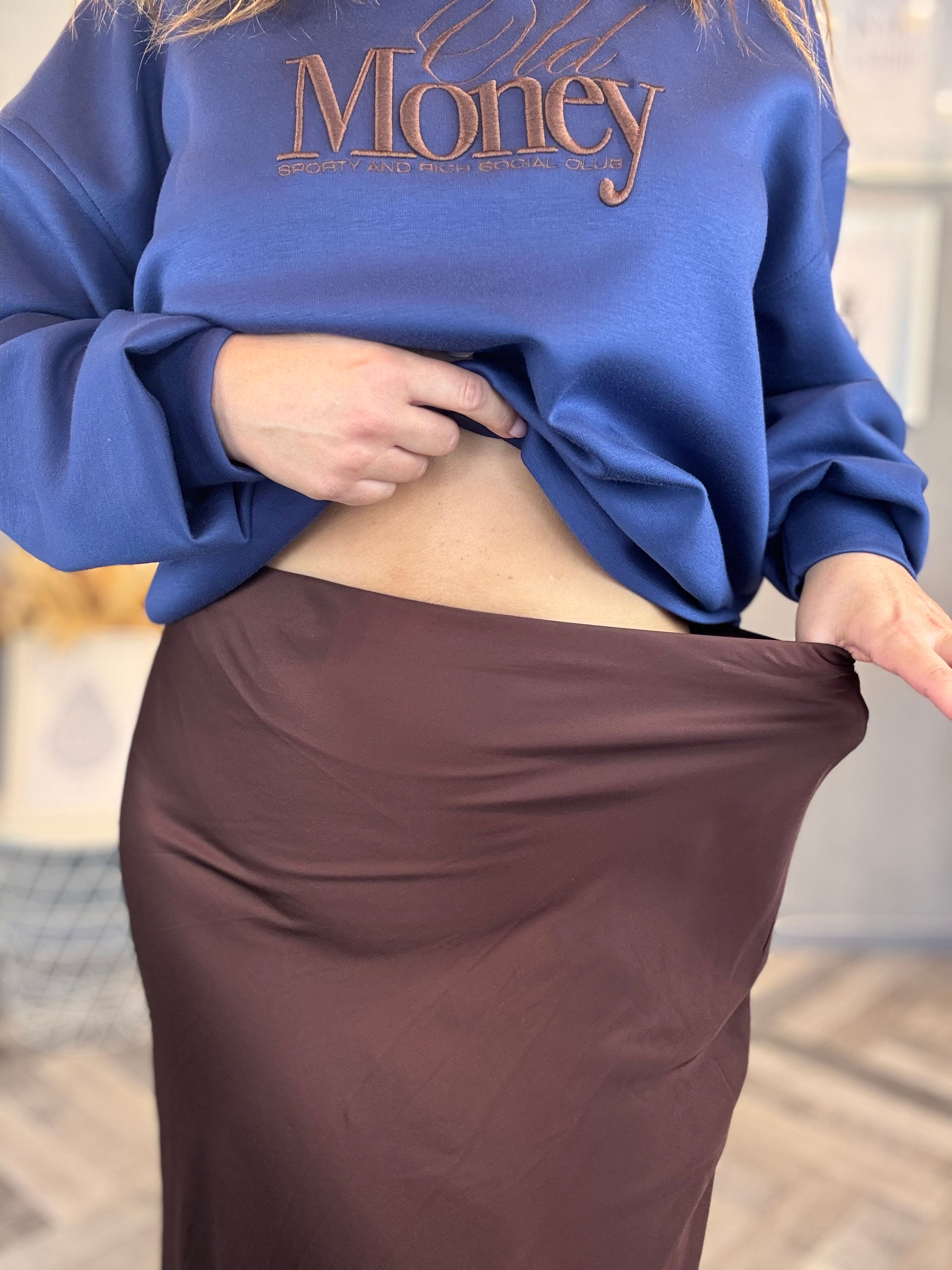 Lumina gonna raso e pizzo cioccolato