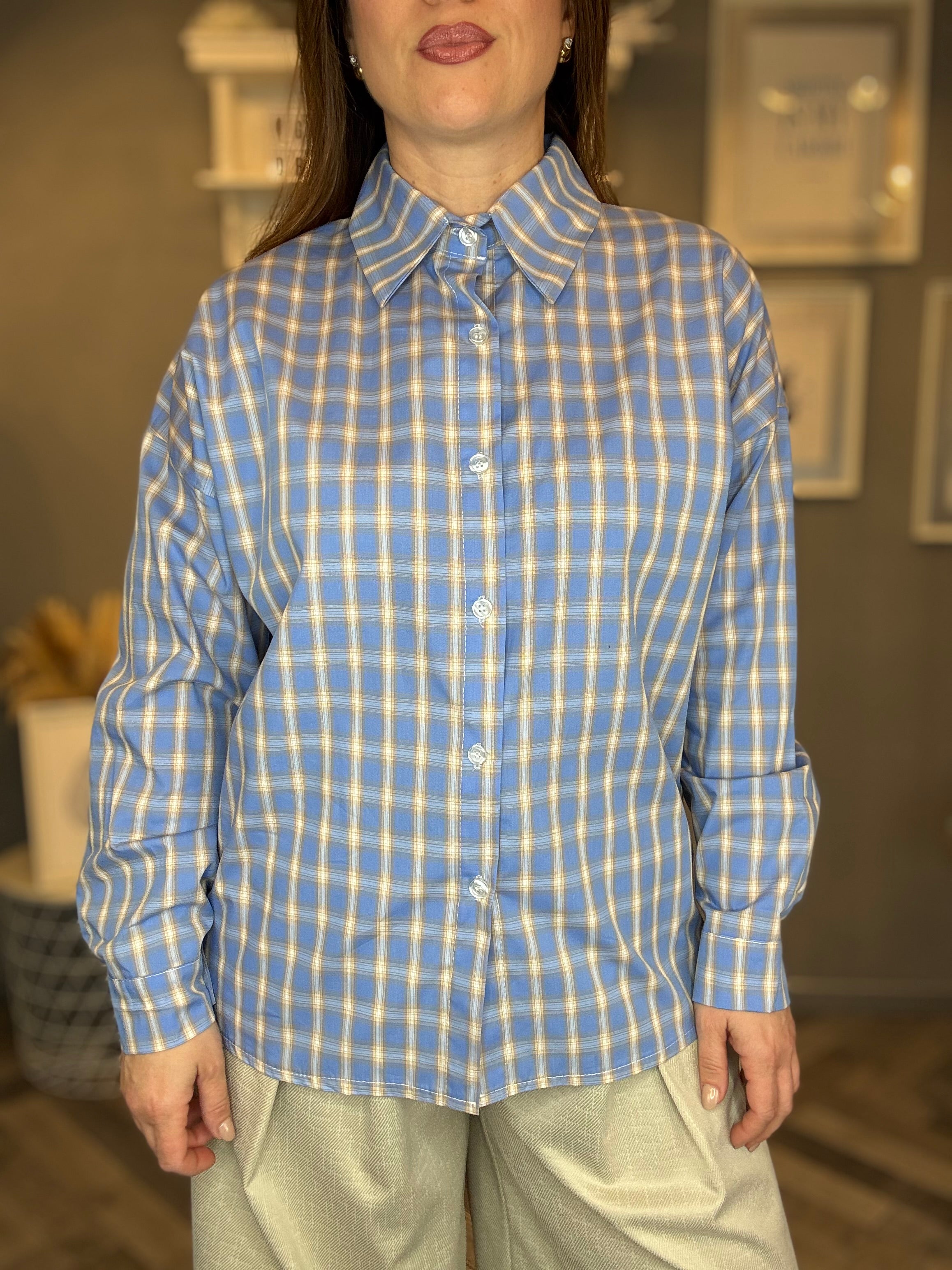 Camicia check azzurro soft