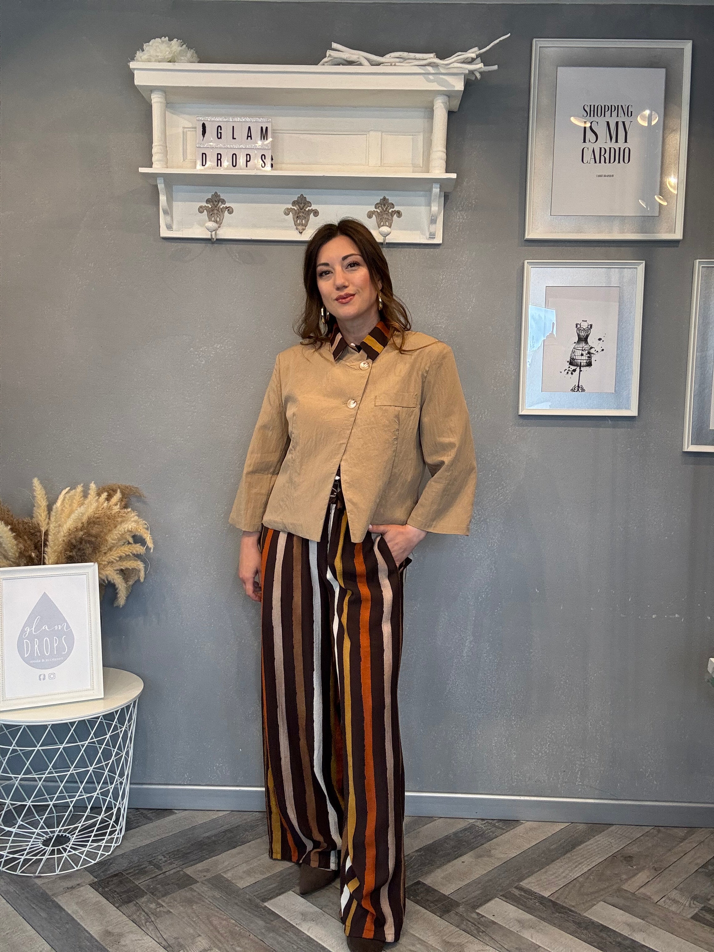 Giacca collo incrociato beige