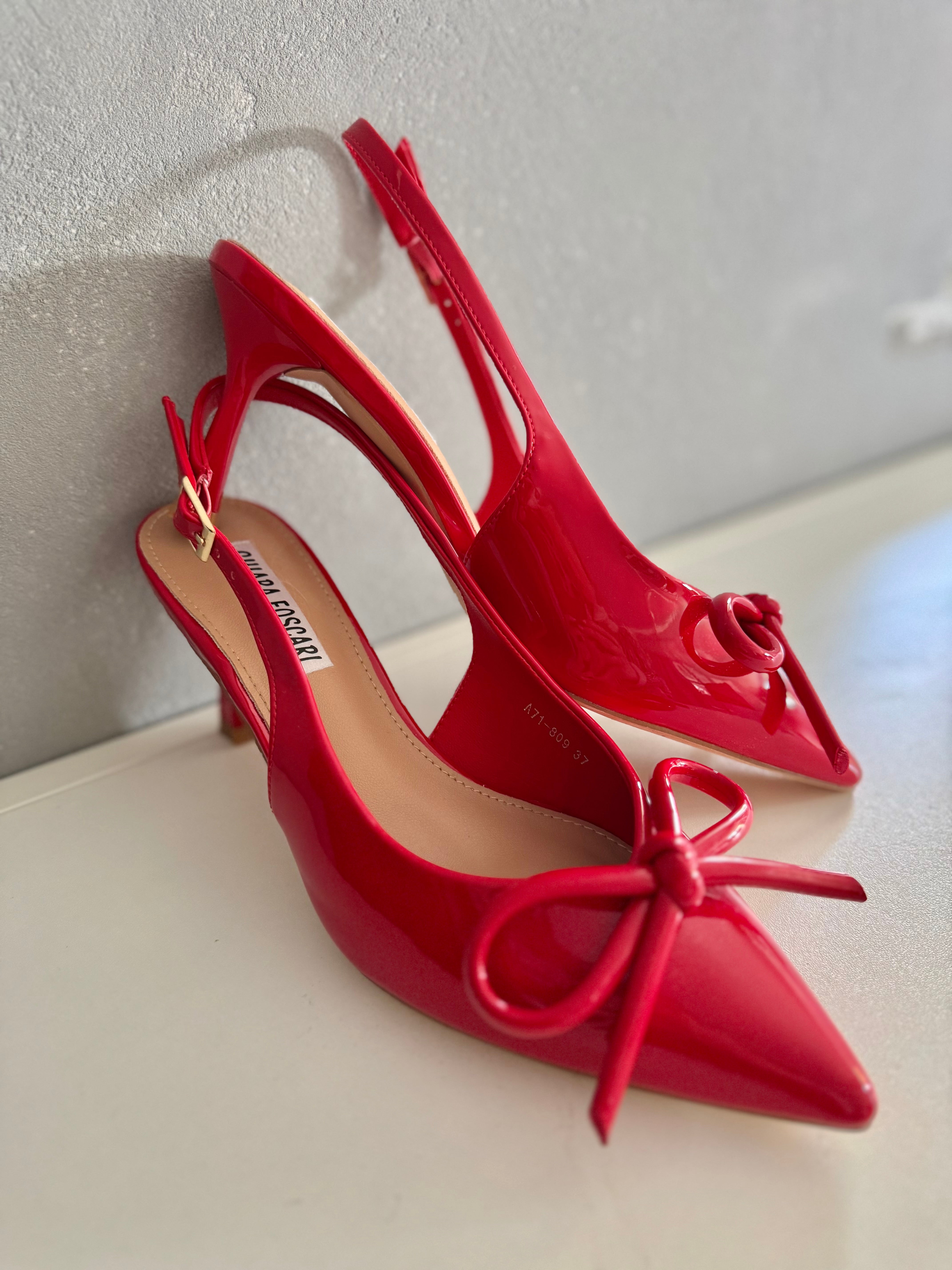 Décolleté Slingback fiocco in vernice