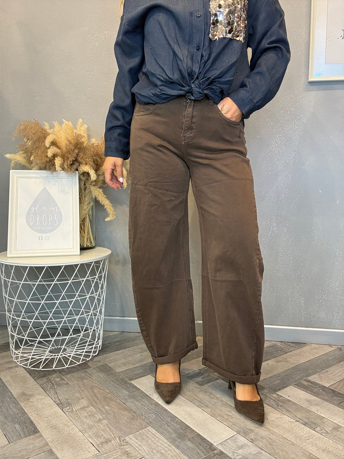 Jeans barrel soft cioccolato