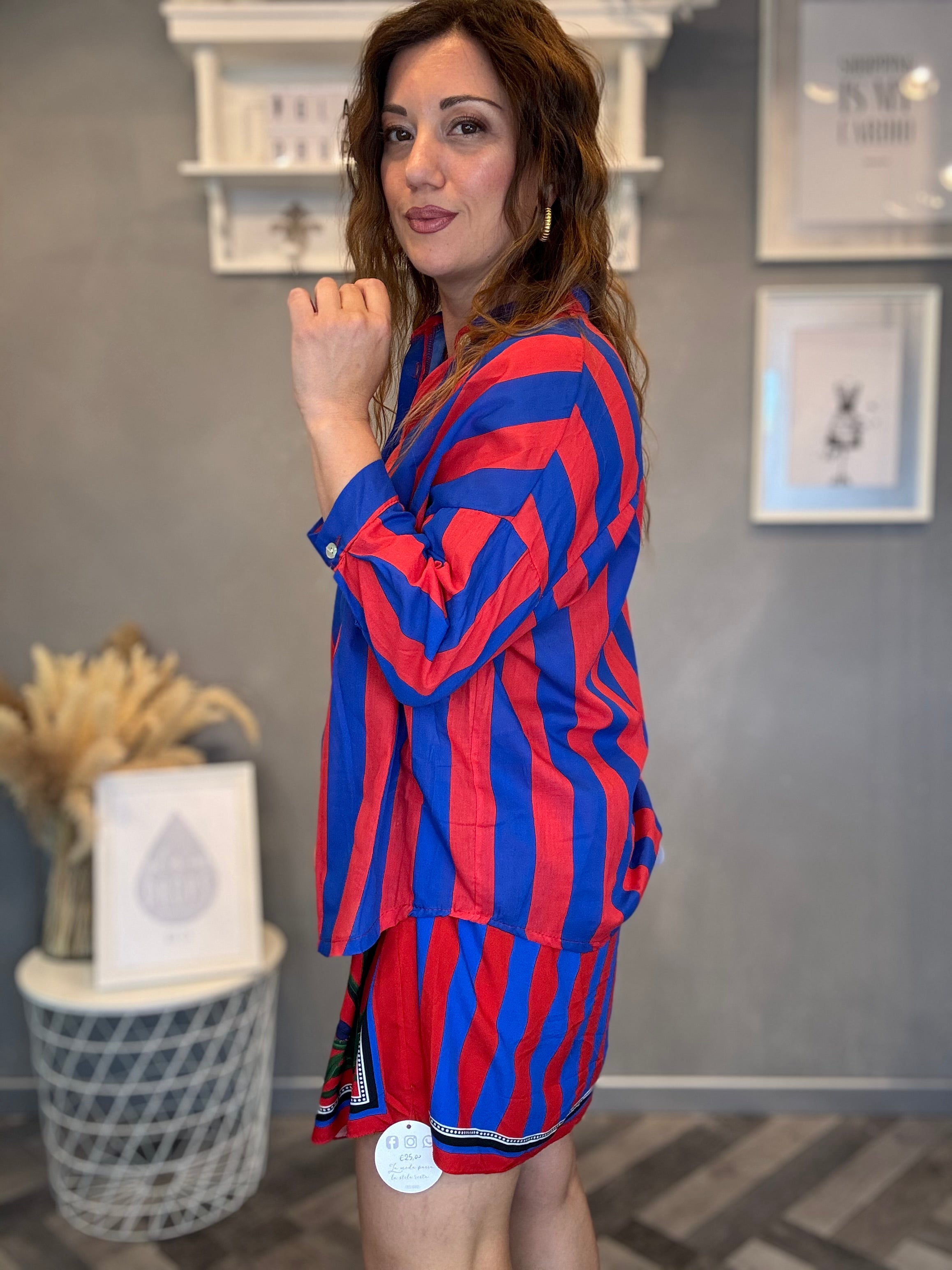 Camicia Isla Bonita righe rosso e bluette