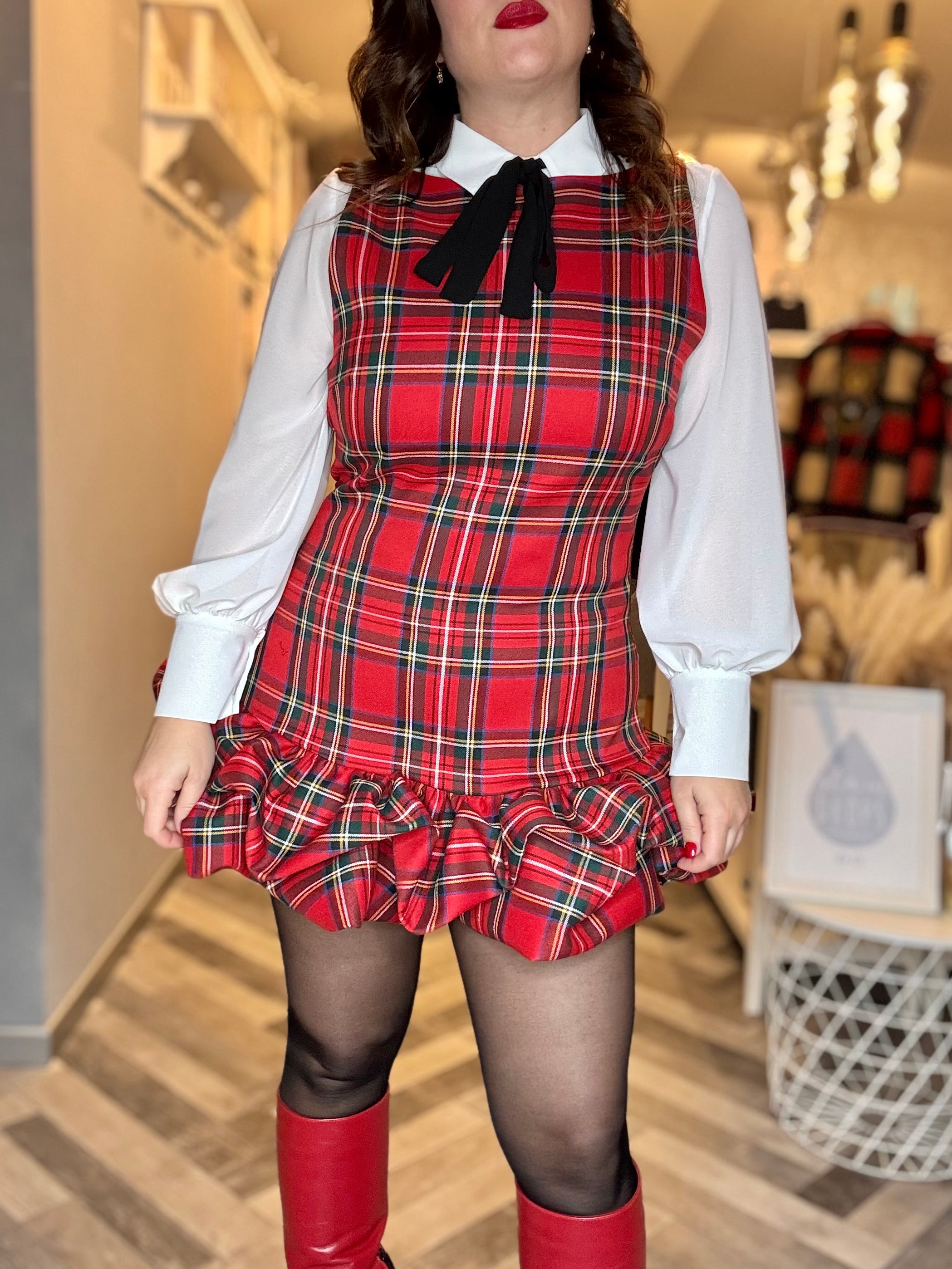 Lumina abito tuta balza tartan