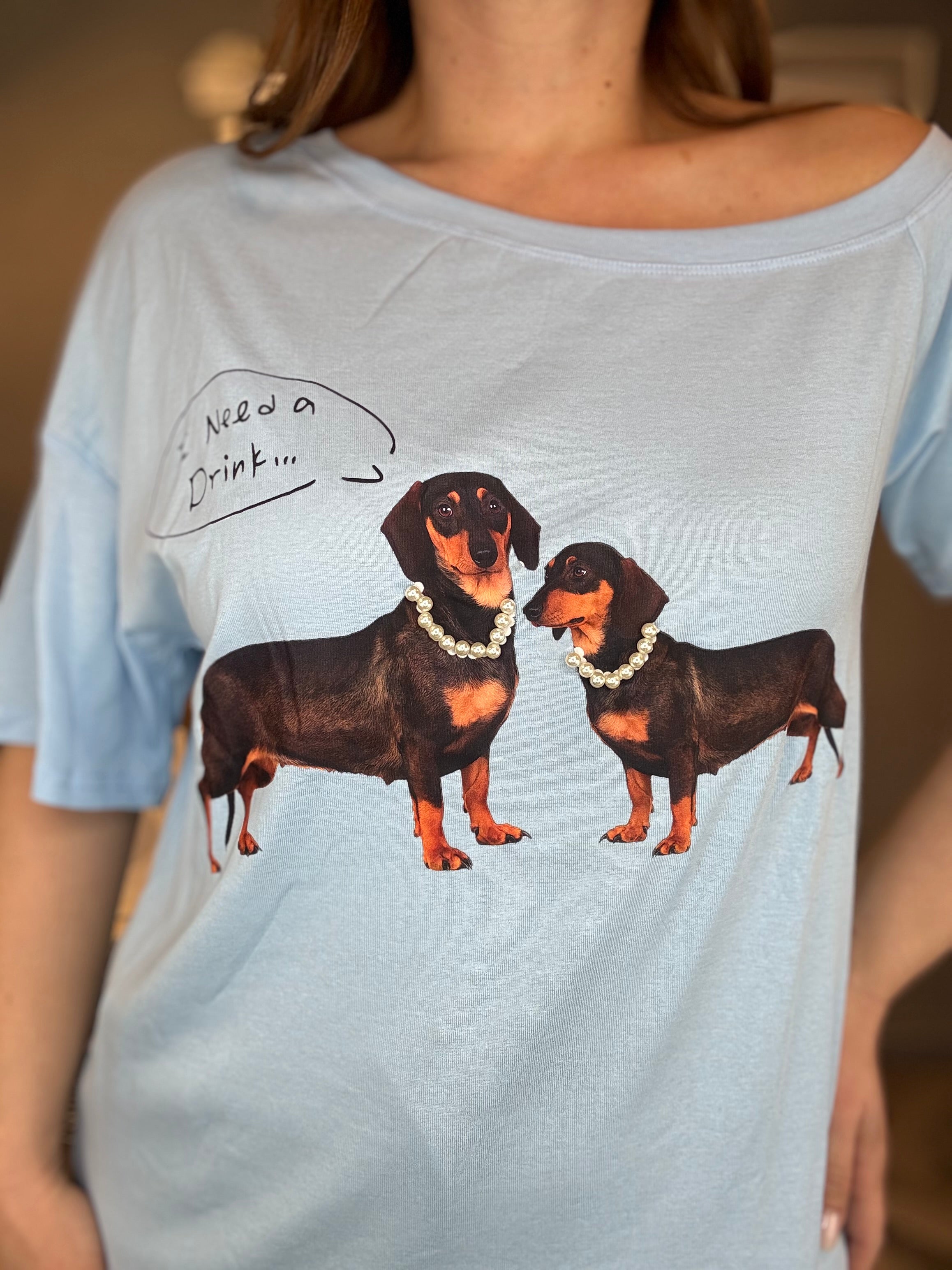 T-shirt bassotti celeste