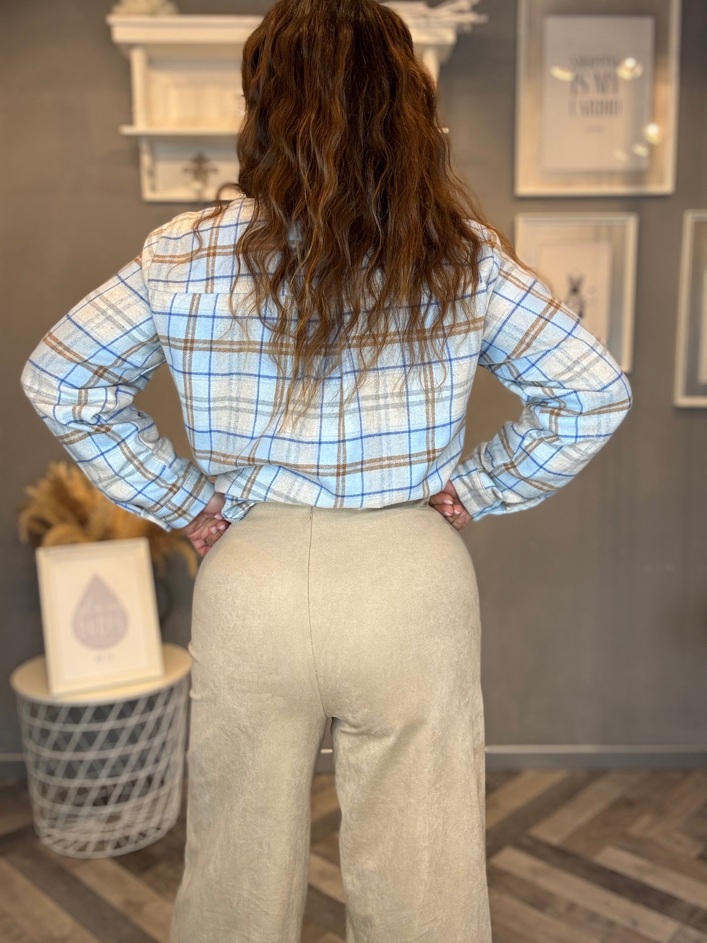 Pantalone eco suede wide beige