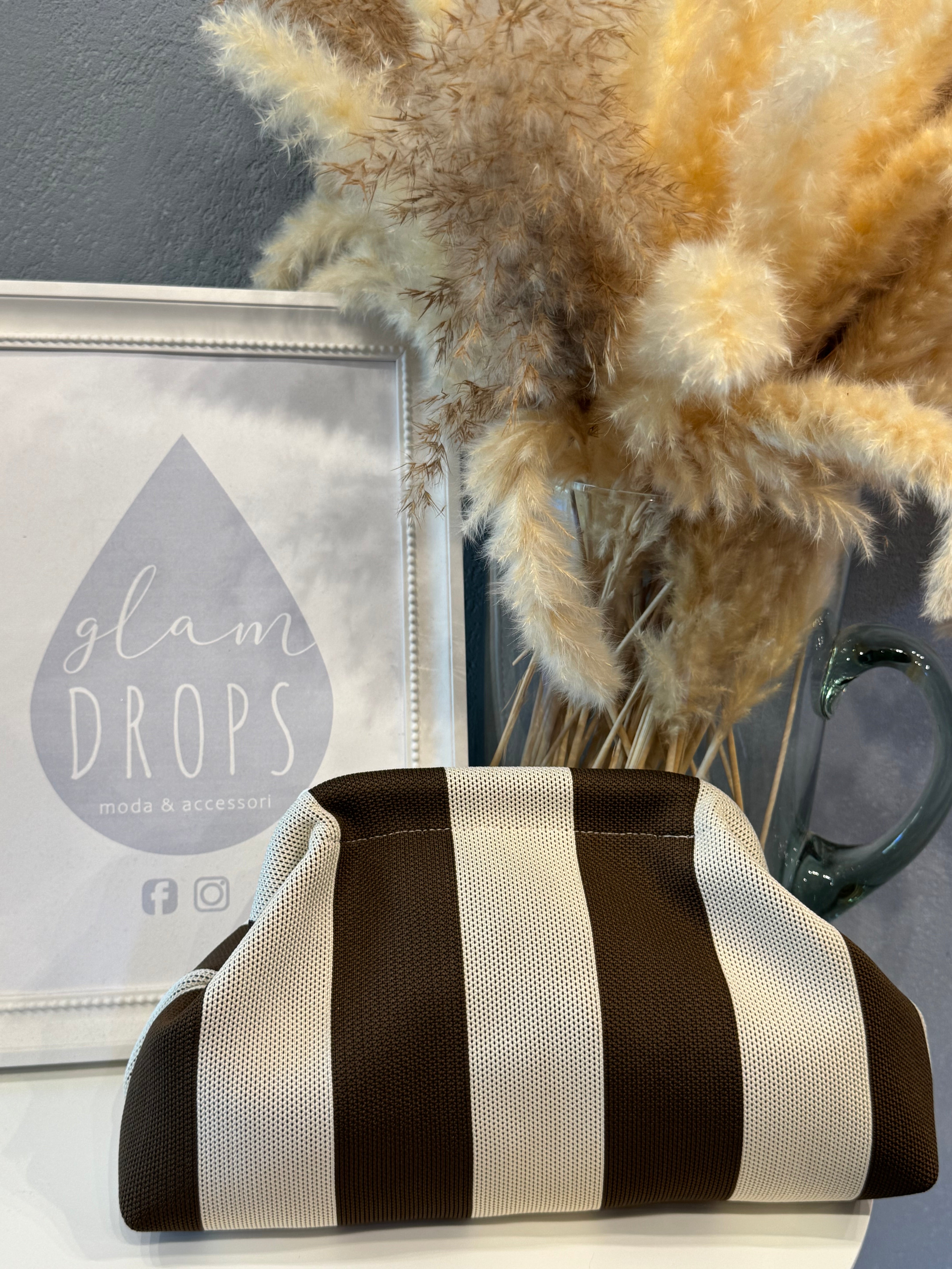 Borsa Stripe moro e panna