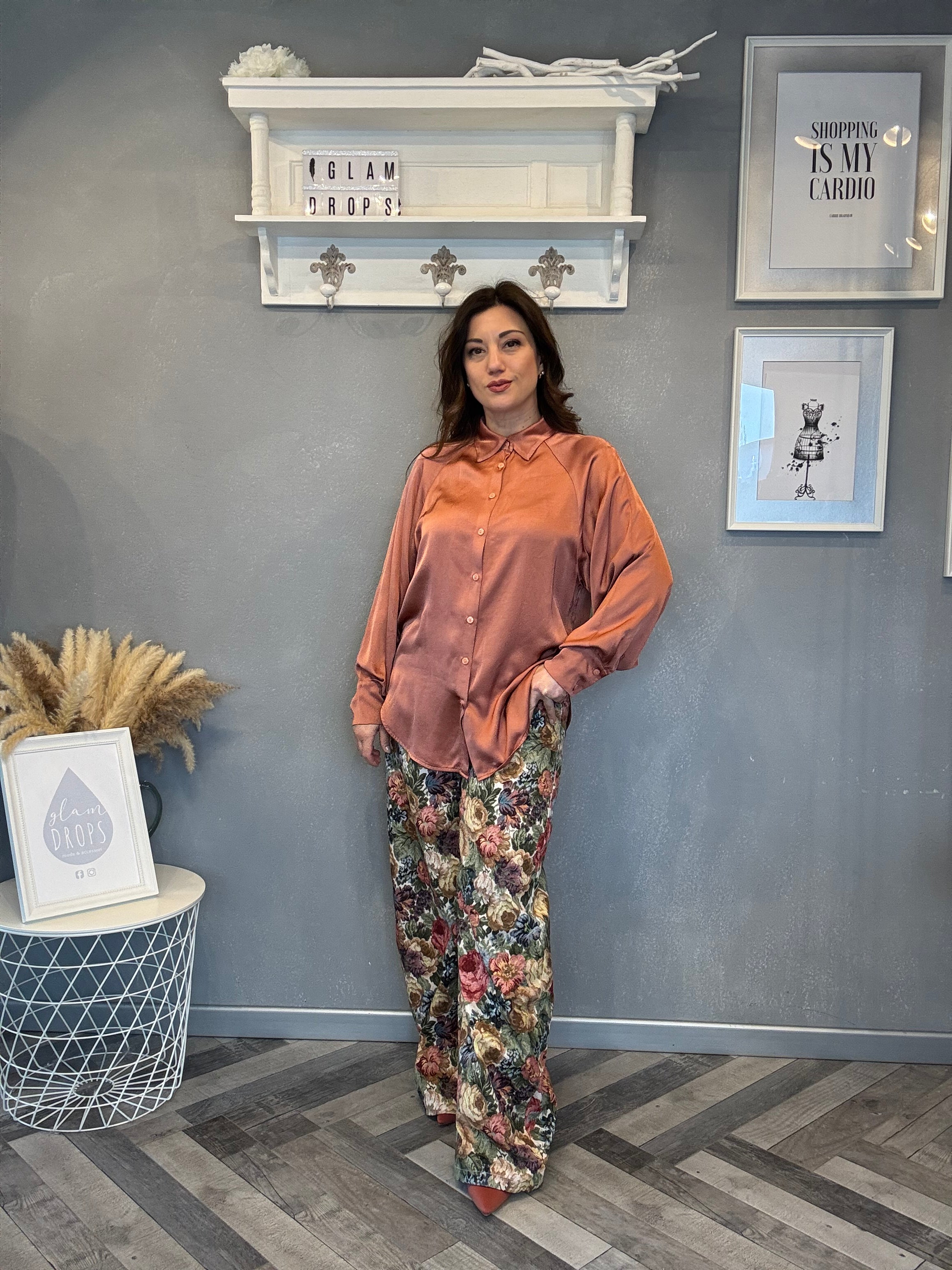 Camicia in satin soft blush