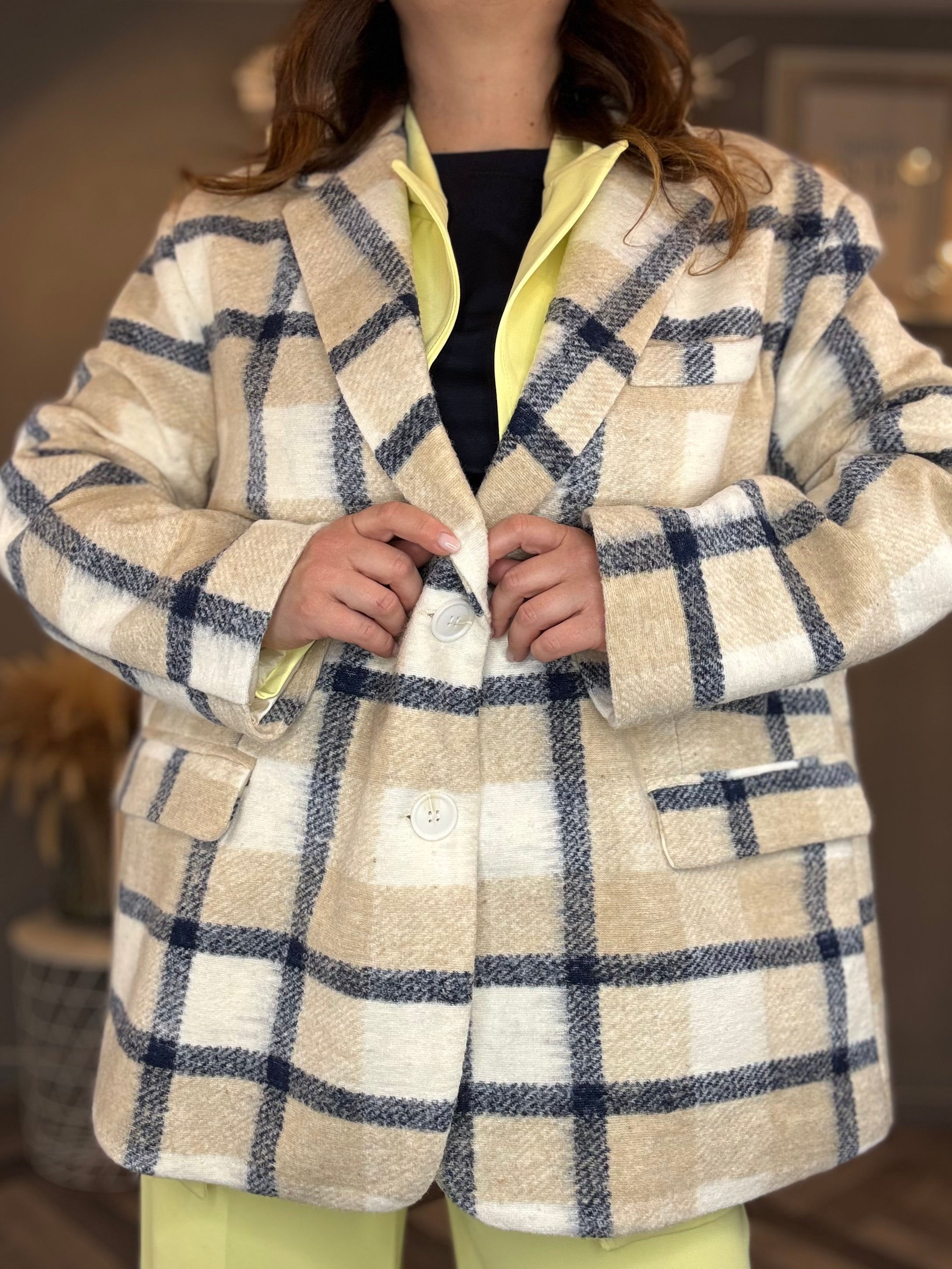 Lumina giacca cappotto a quadri