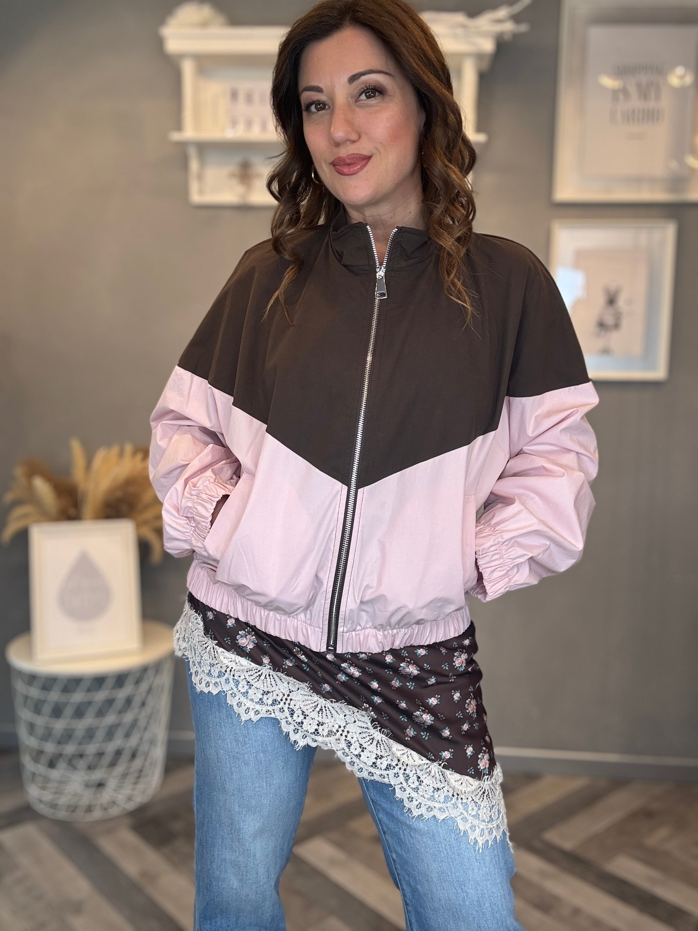 Giubbino Bicolore moro e rosa