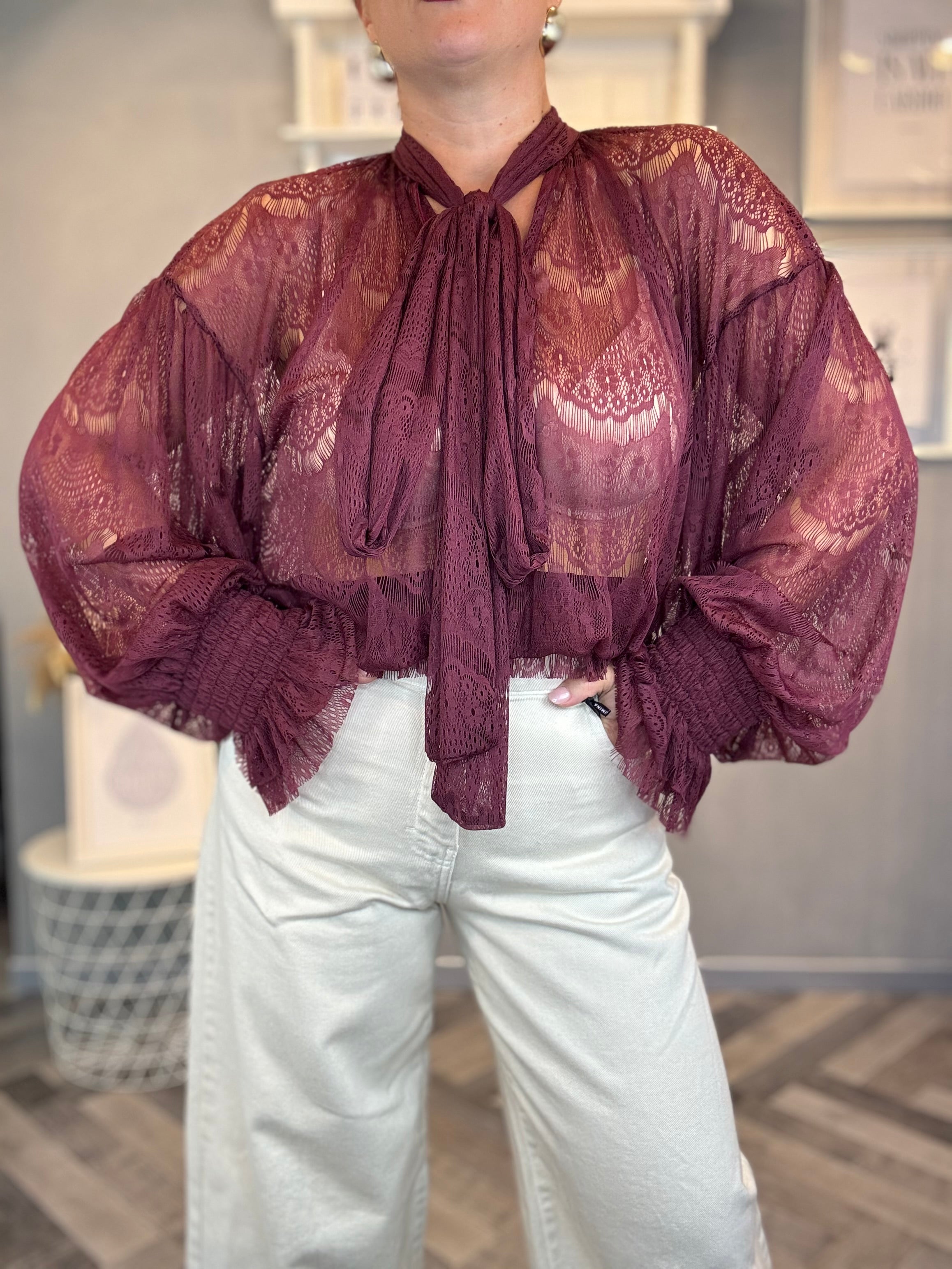 Lumina blusa pizzo bordeaux