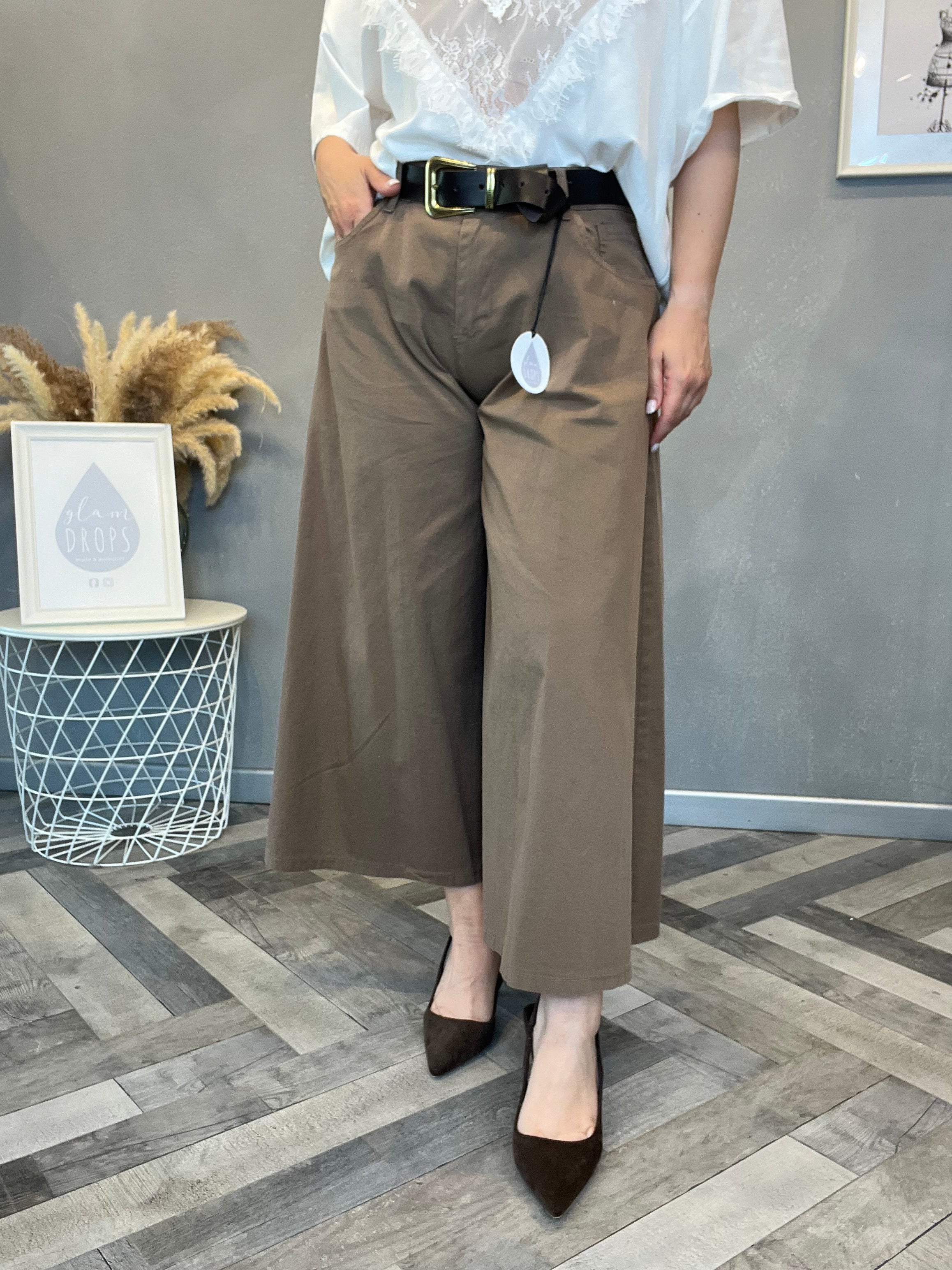Gonna pantalone crop tortora