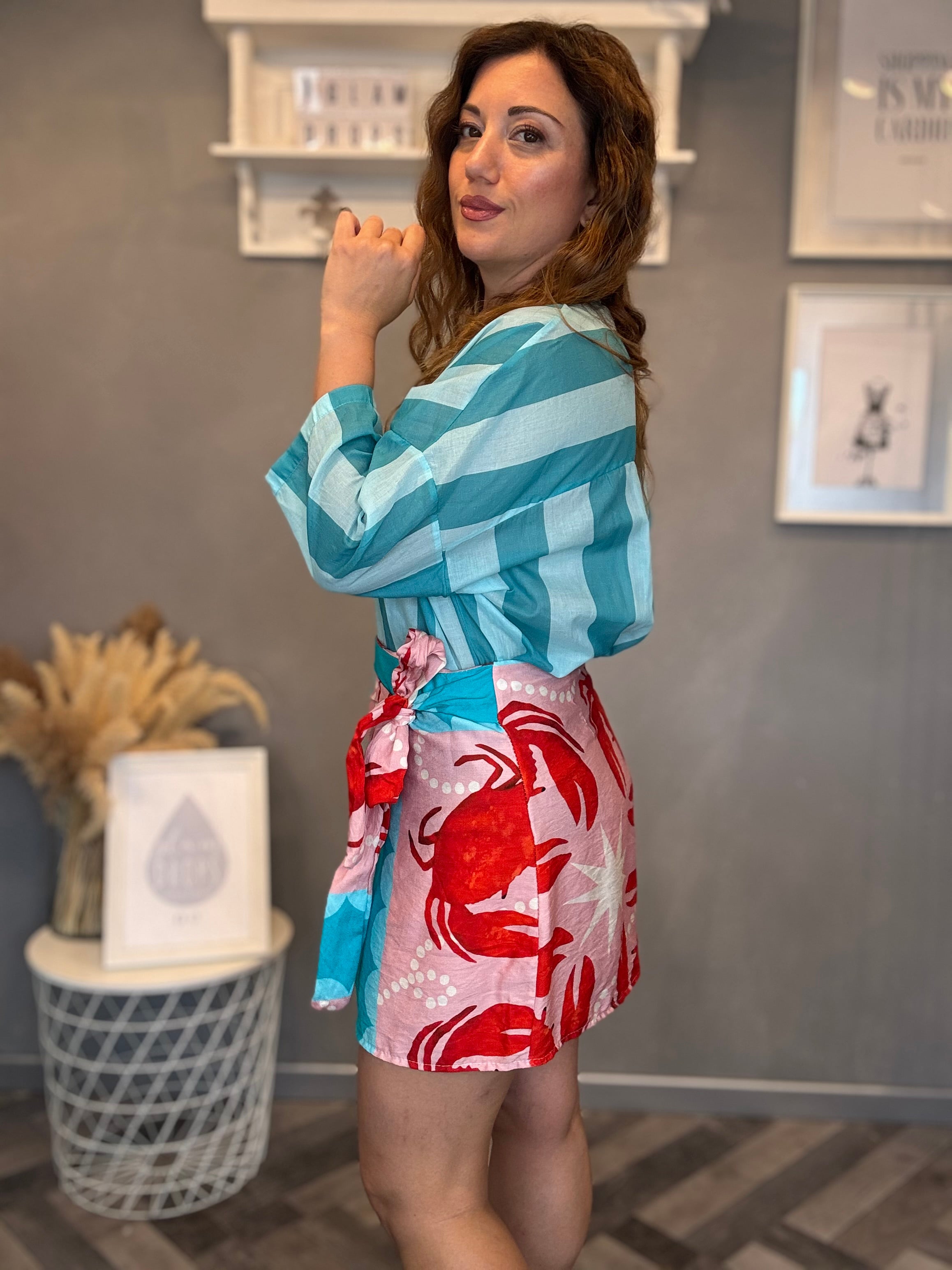 Gonna pareo Isla Bonita corta Wrap granchio turchese