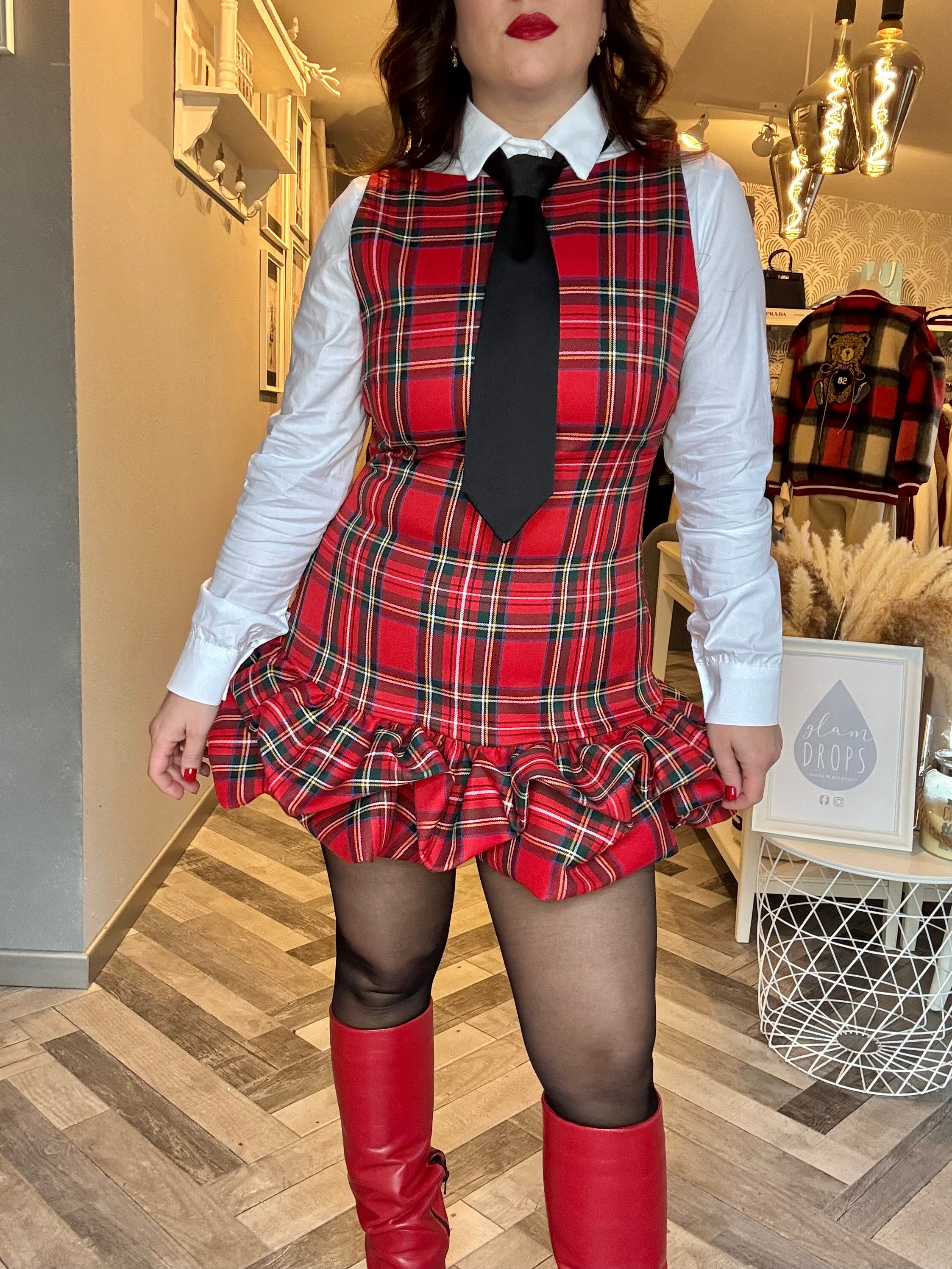 Lumina abito tuta balza tartan