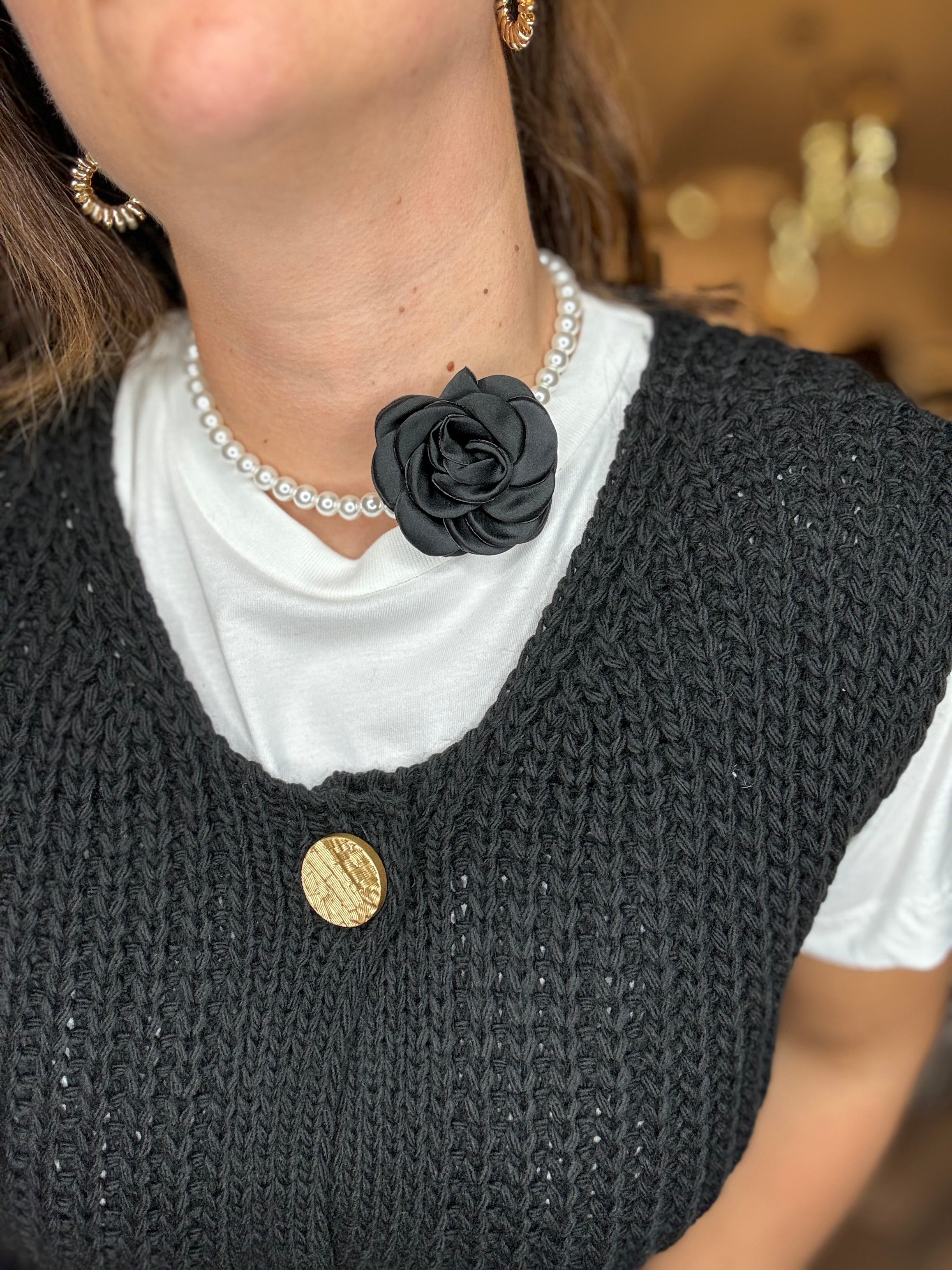 Collana perle e rosa