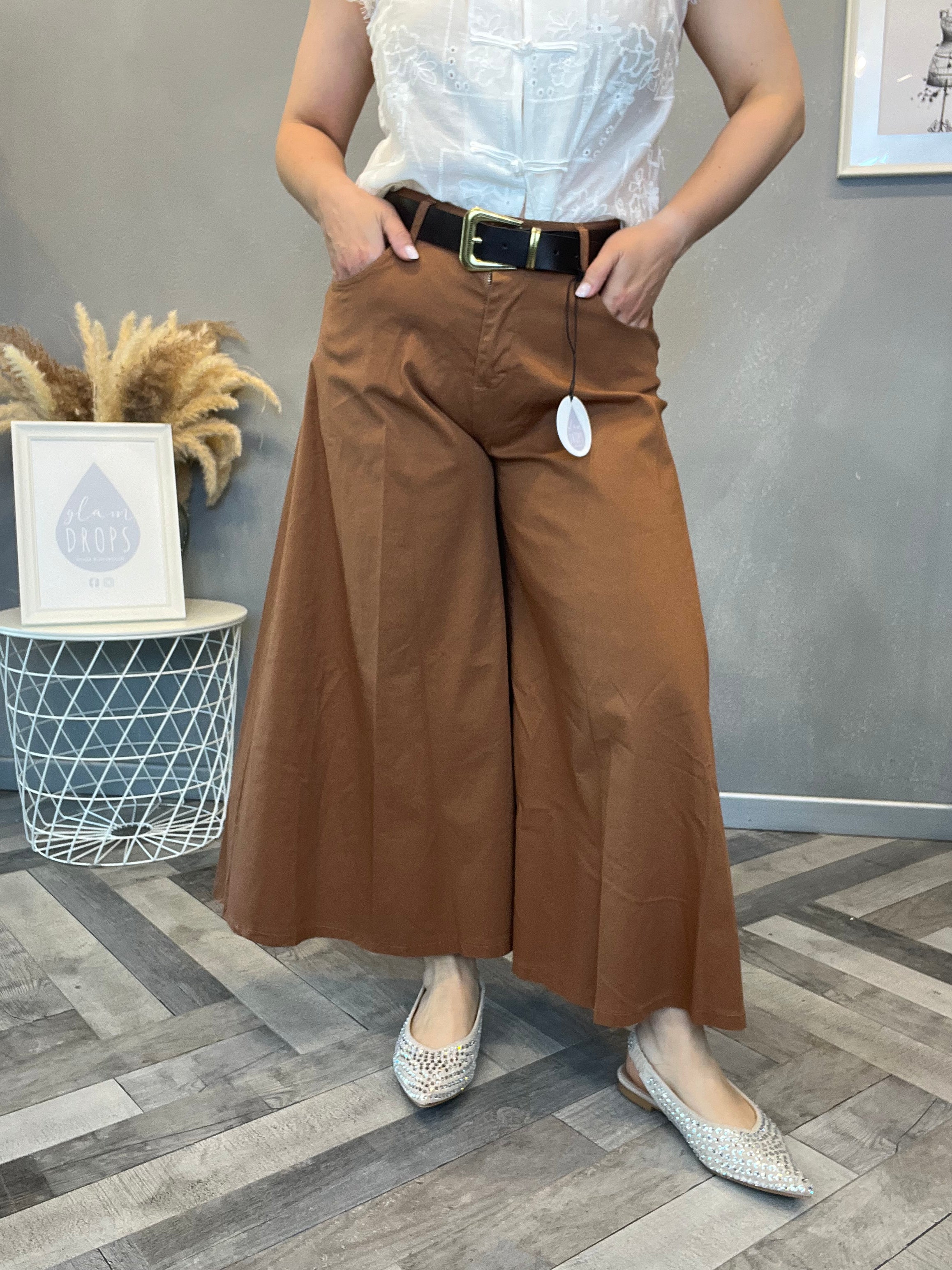 Gonna pantalone crop cuoio