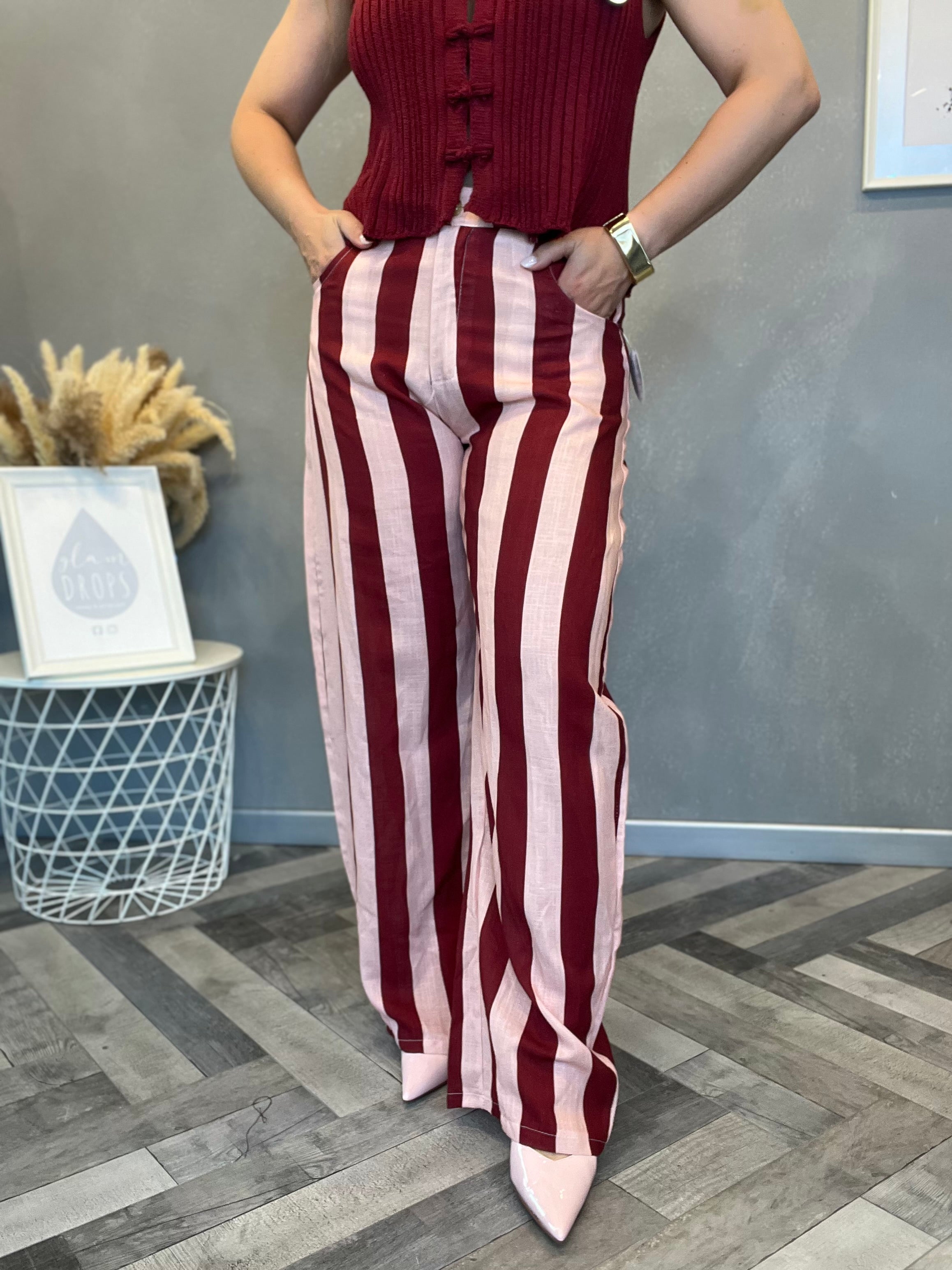 Pantalone Riviera rosa e bordeaux