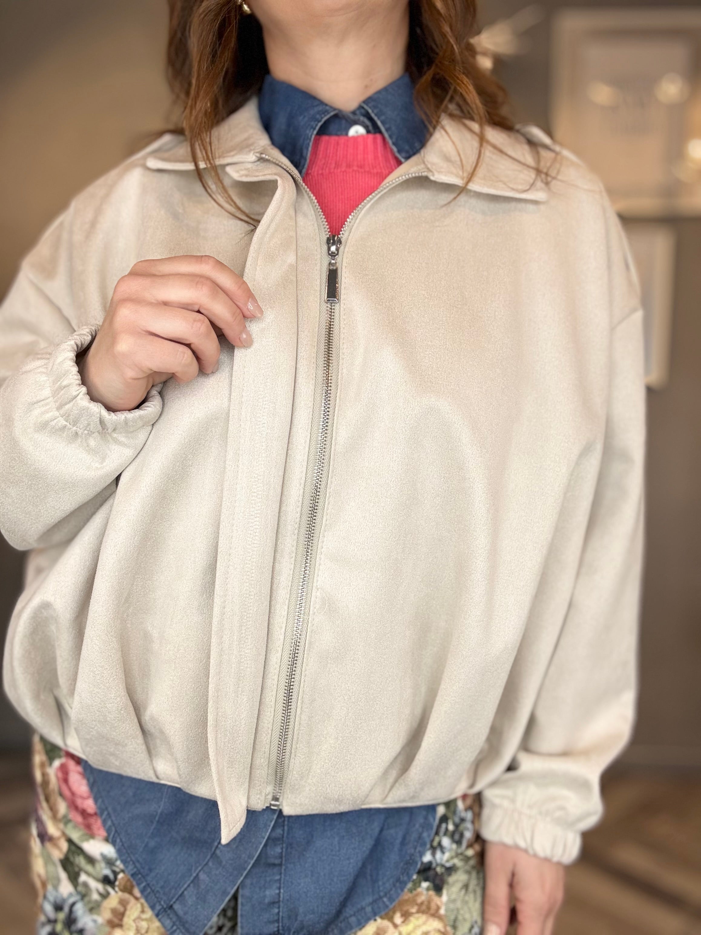Bomber eco suede sabbia