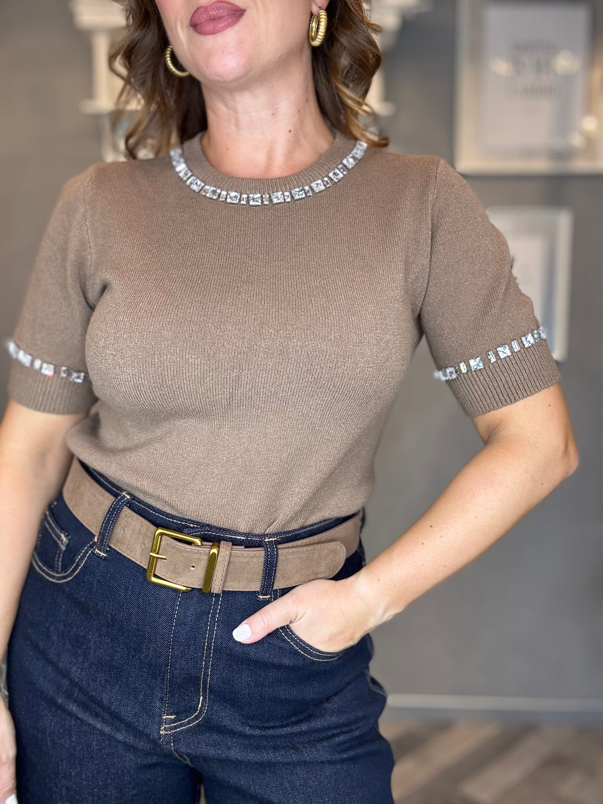 Maglia Crystal shine biscotto