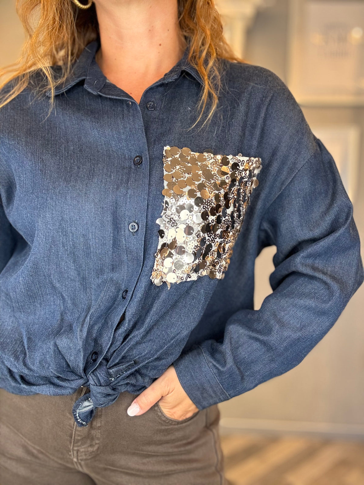 Camicia Sparkle Poket denim