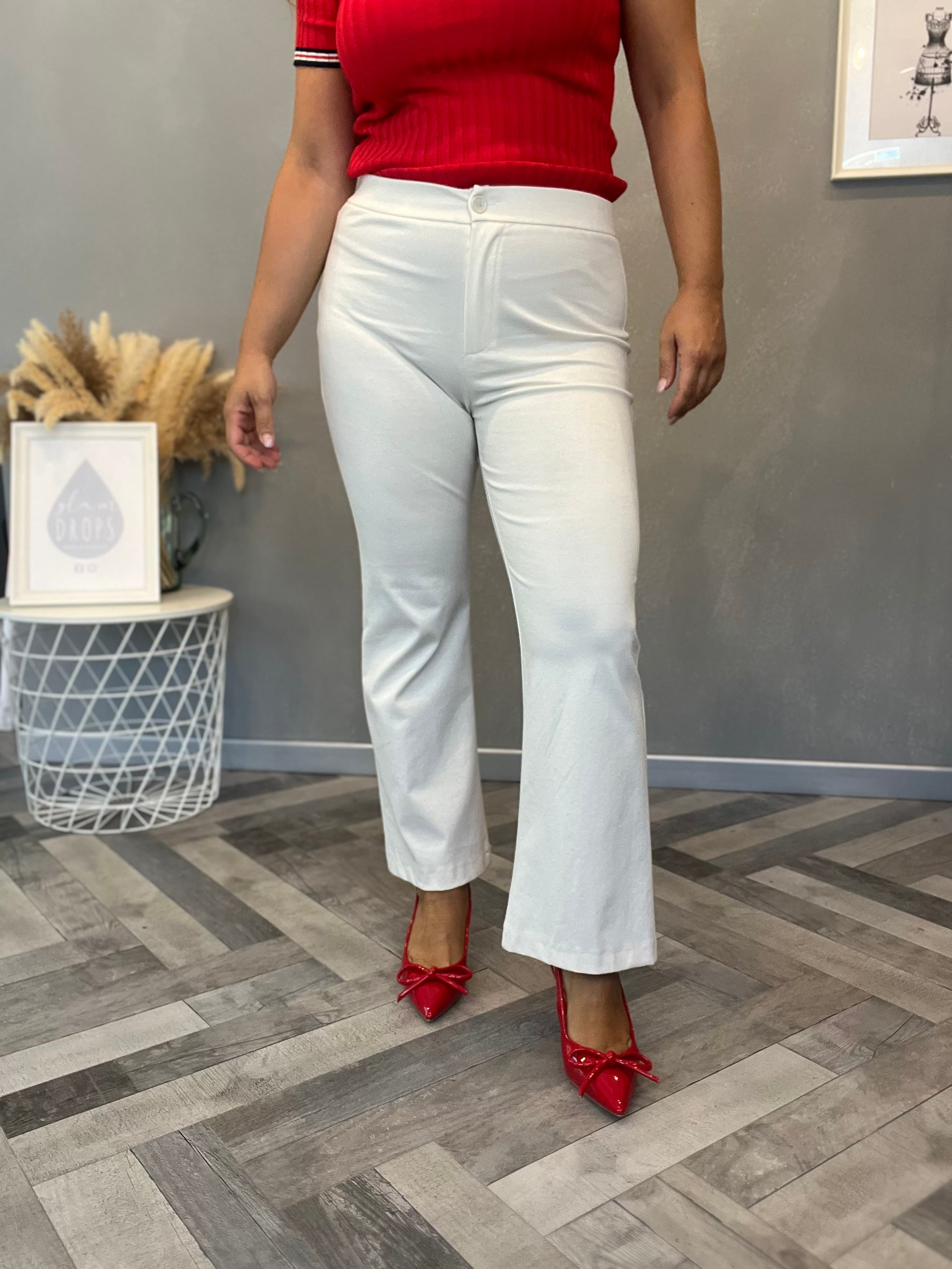 Pantalone trombetta punto Milano panna