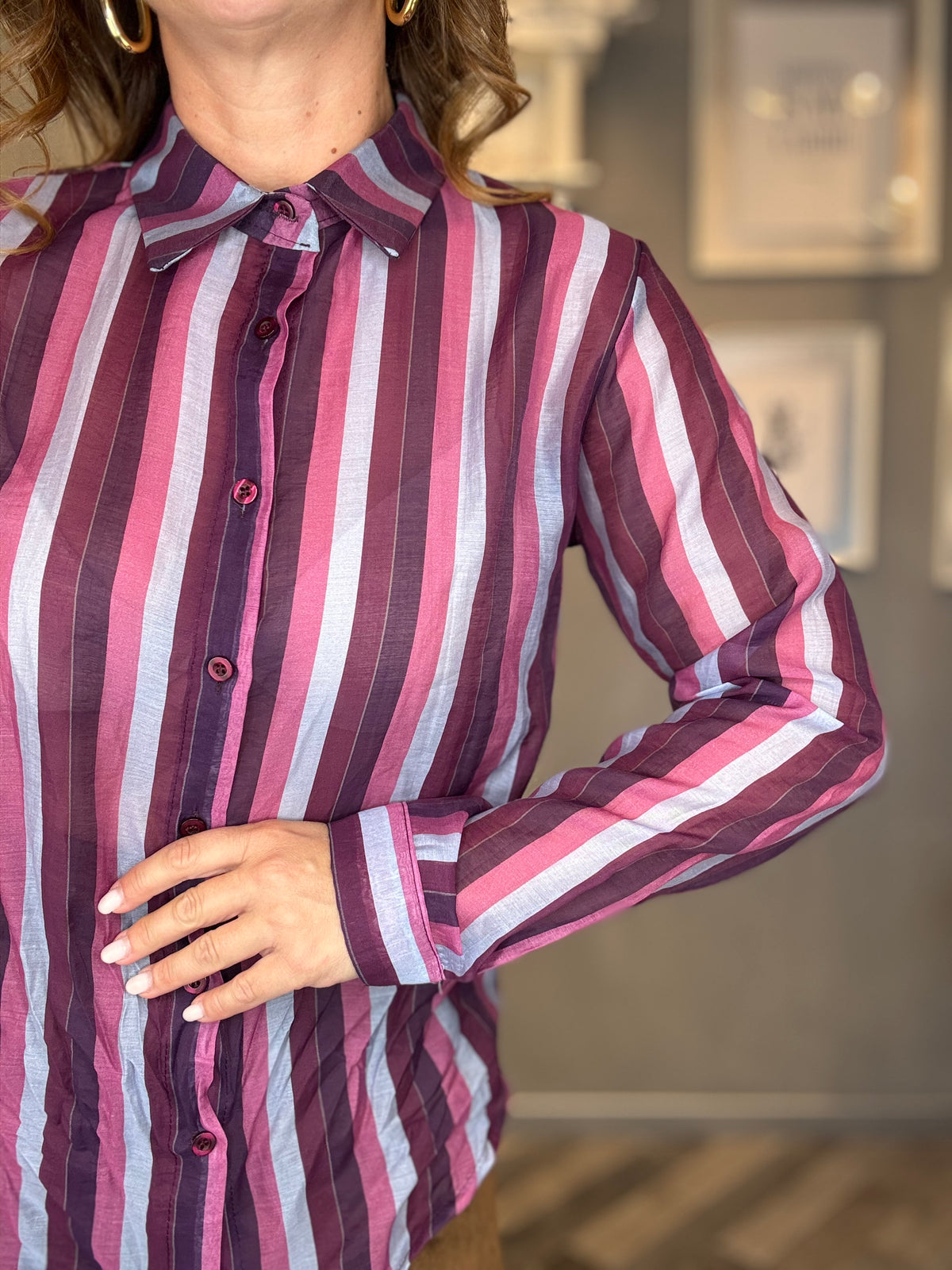 Camicia righe multi purple