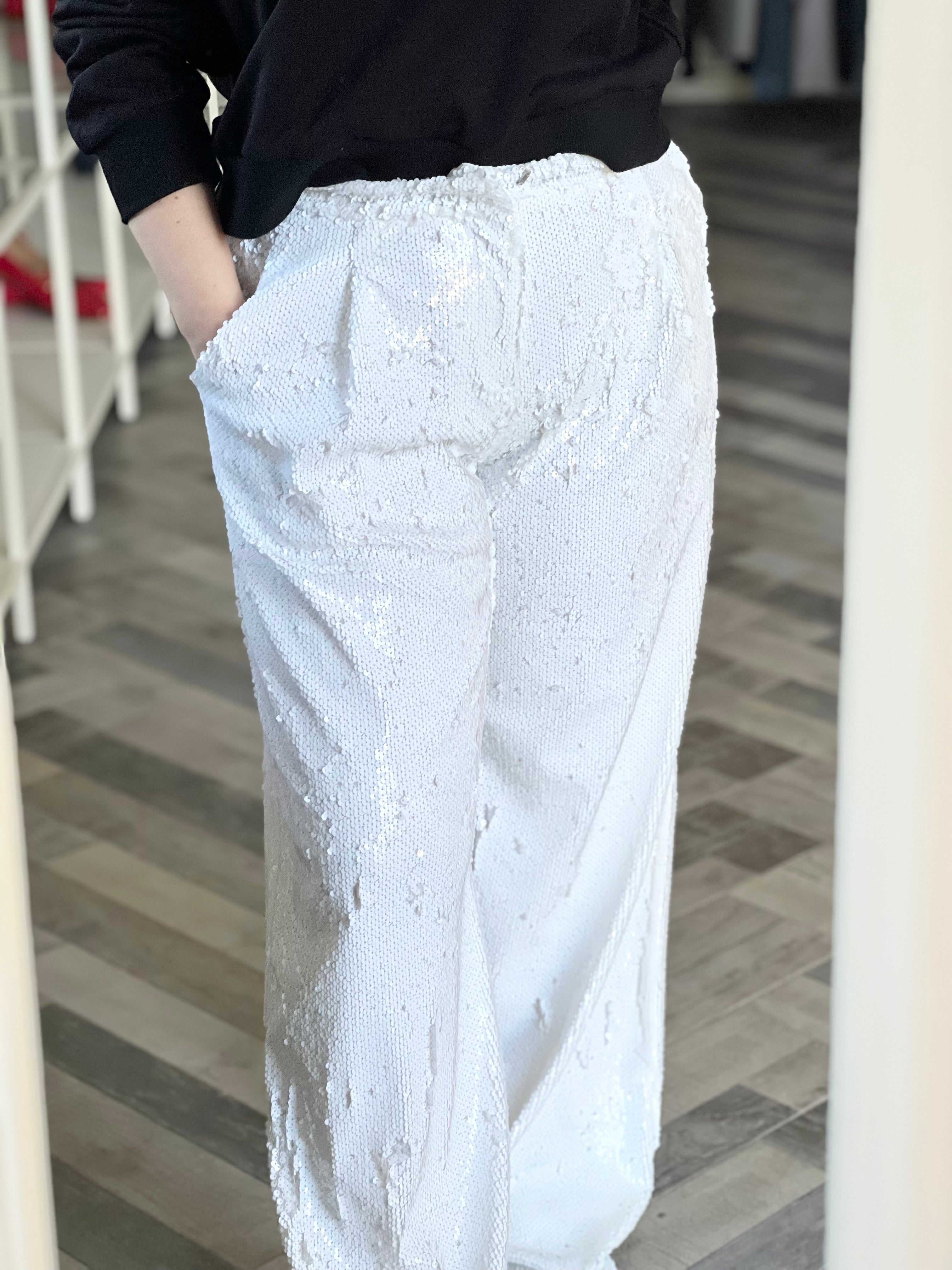 Lumina pantaloni paillttes bianchi