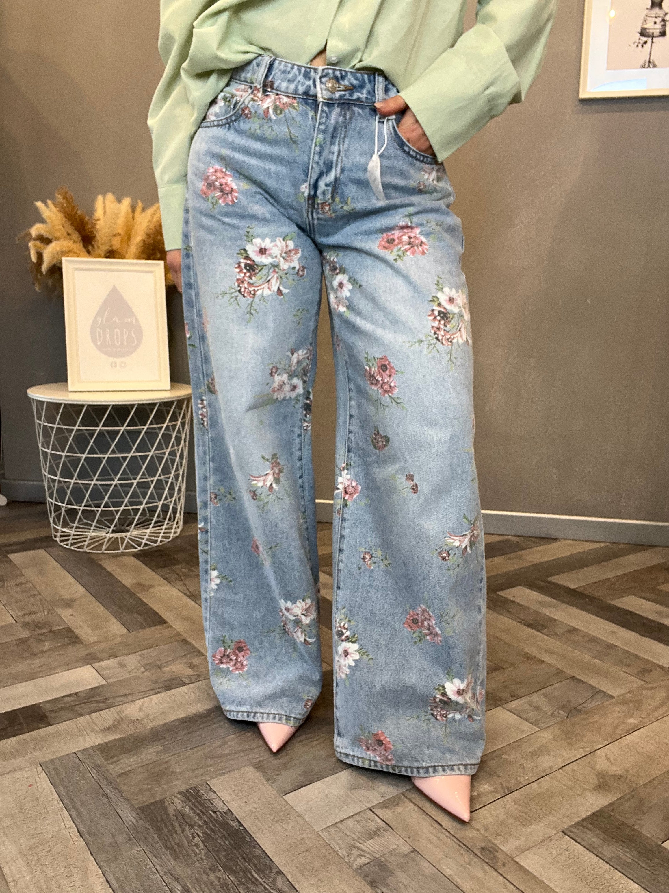 Jeans pink flower