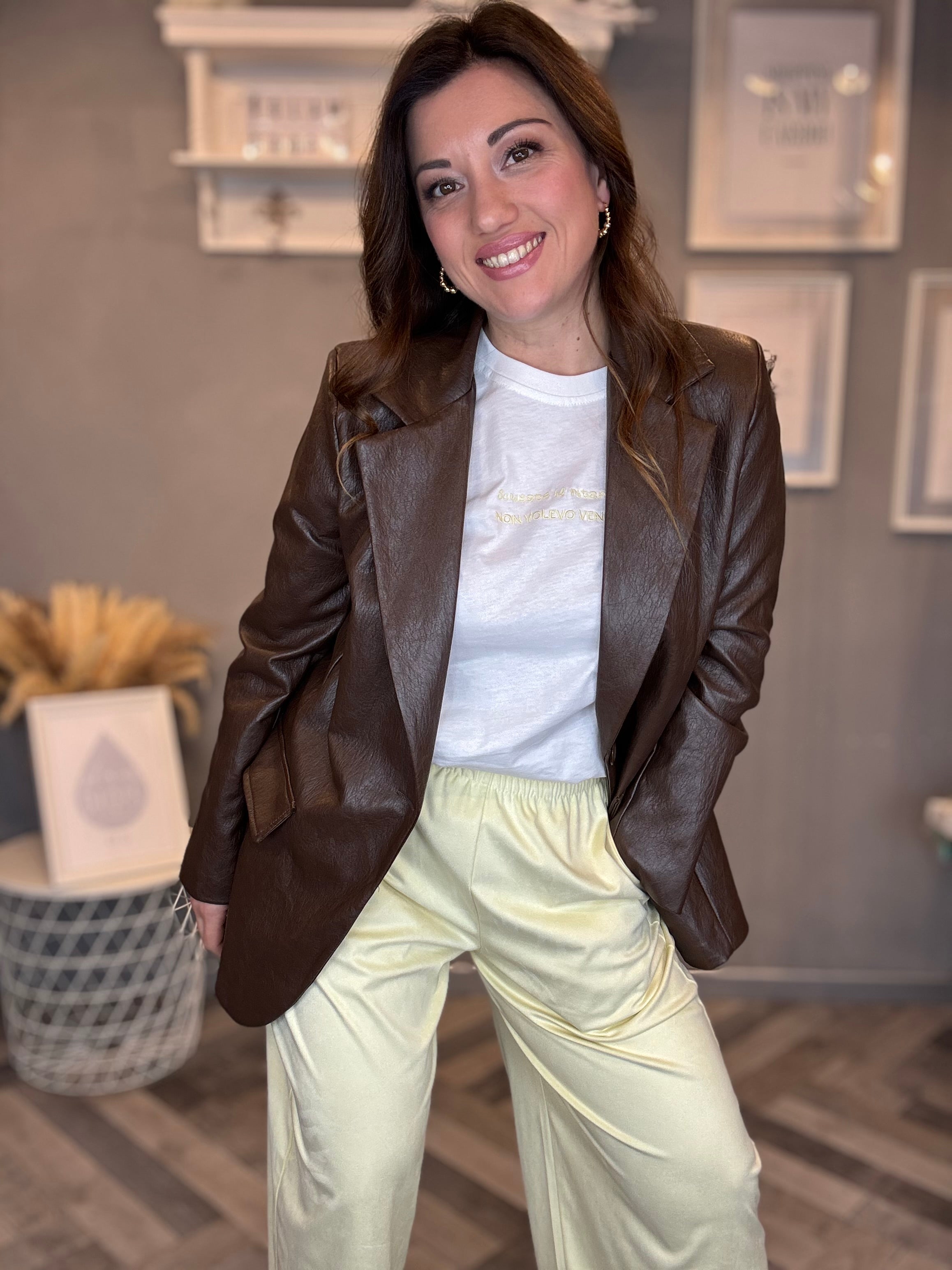 Blazer ecopelle cioccolato