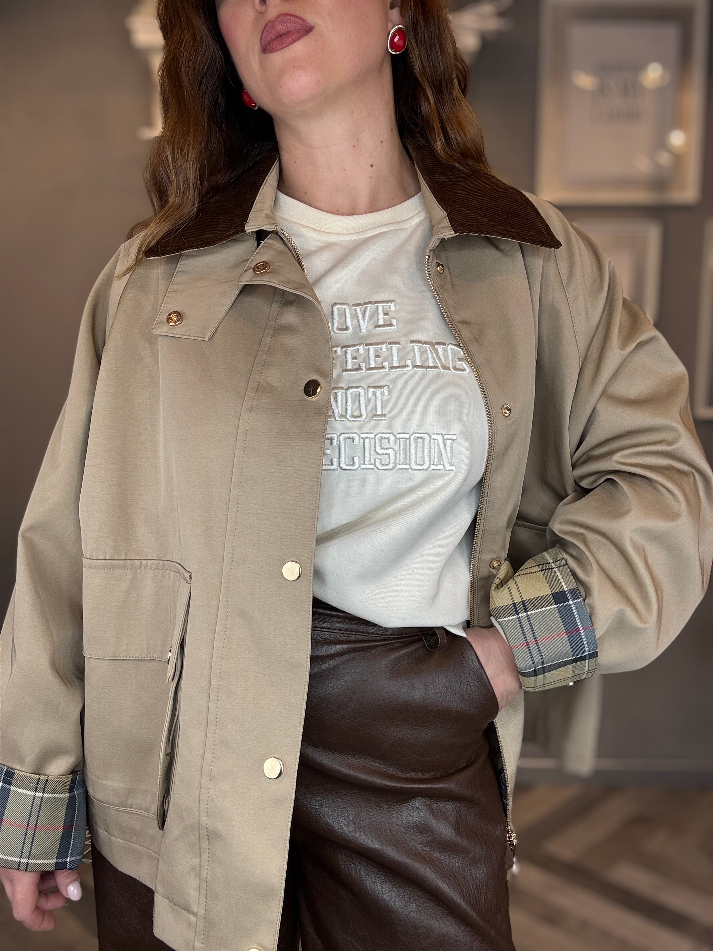 Giacca stile parka con dettagli check