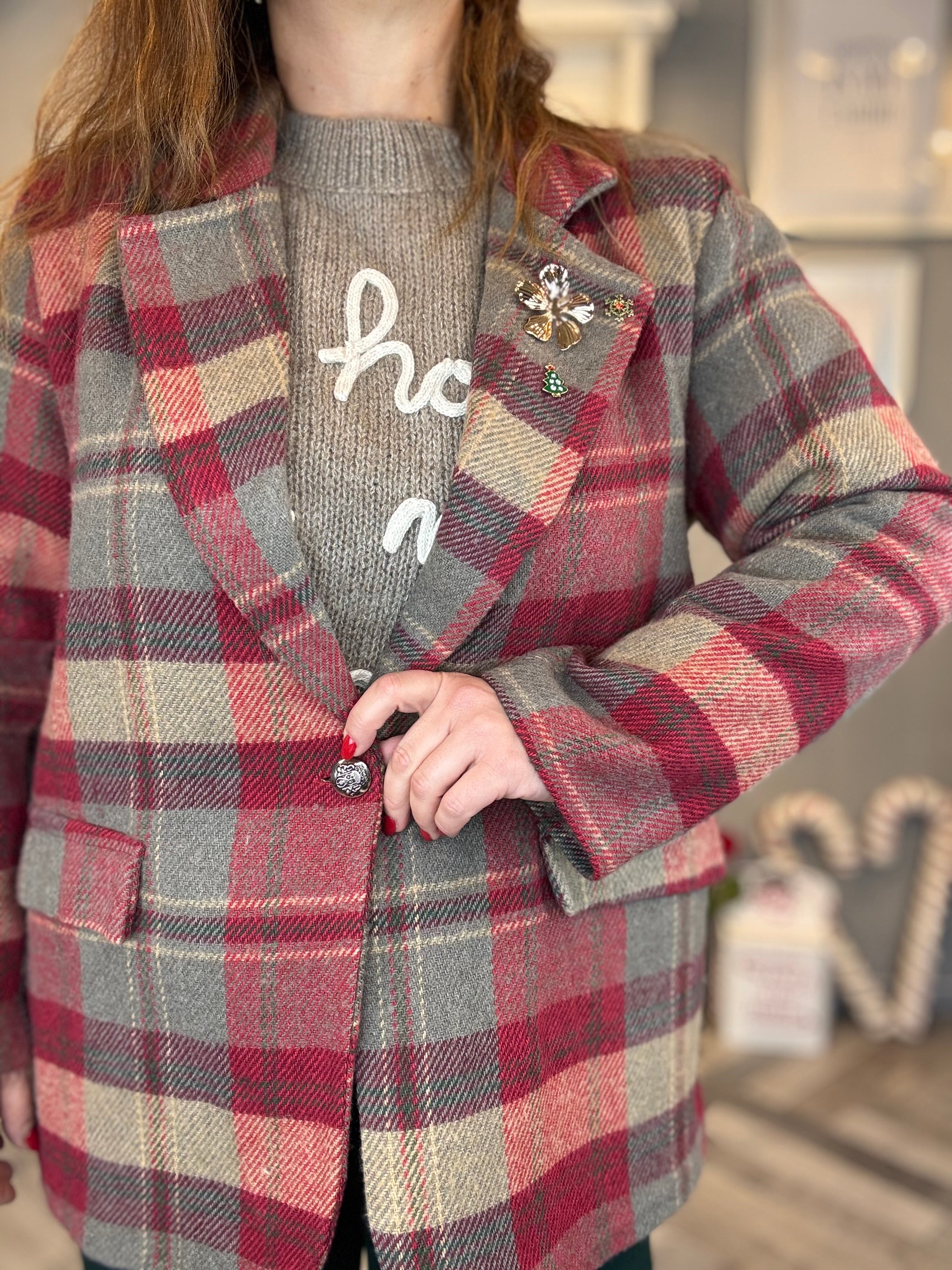 Blazer tartan tortora