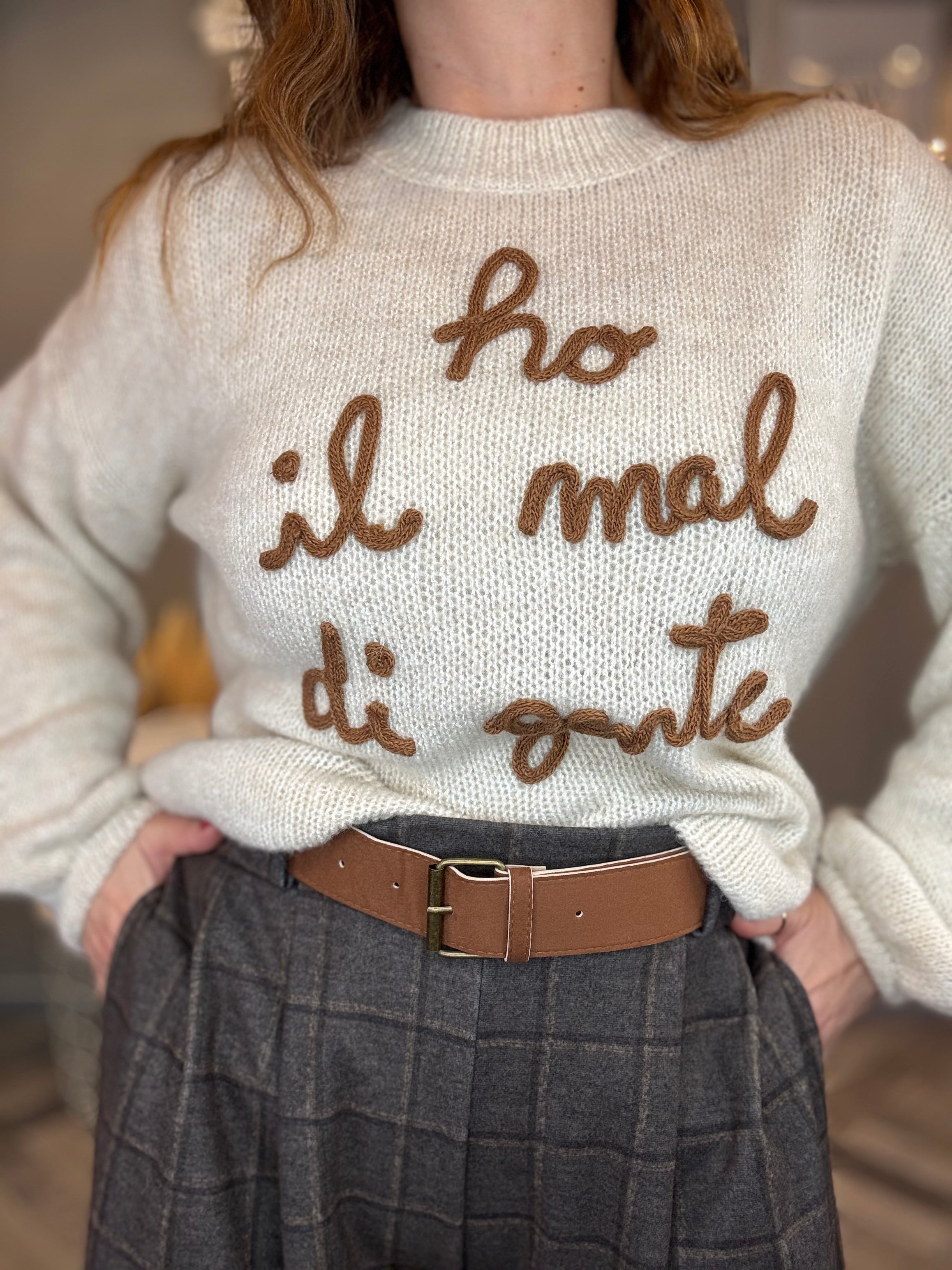 Pantalone palazzo flanella check grigio