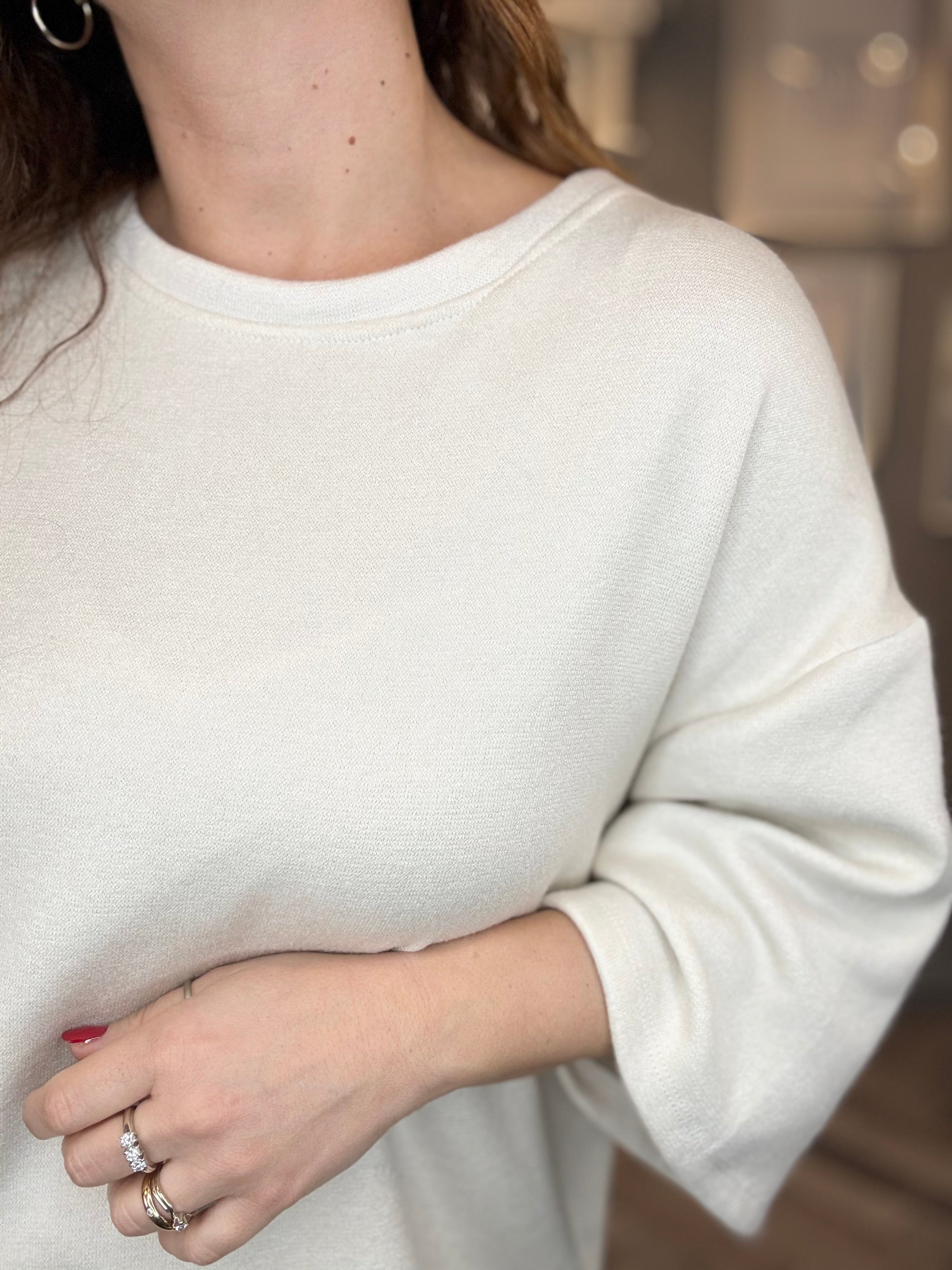 Maxi Maglia con satin e pizzo panna