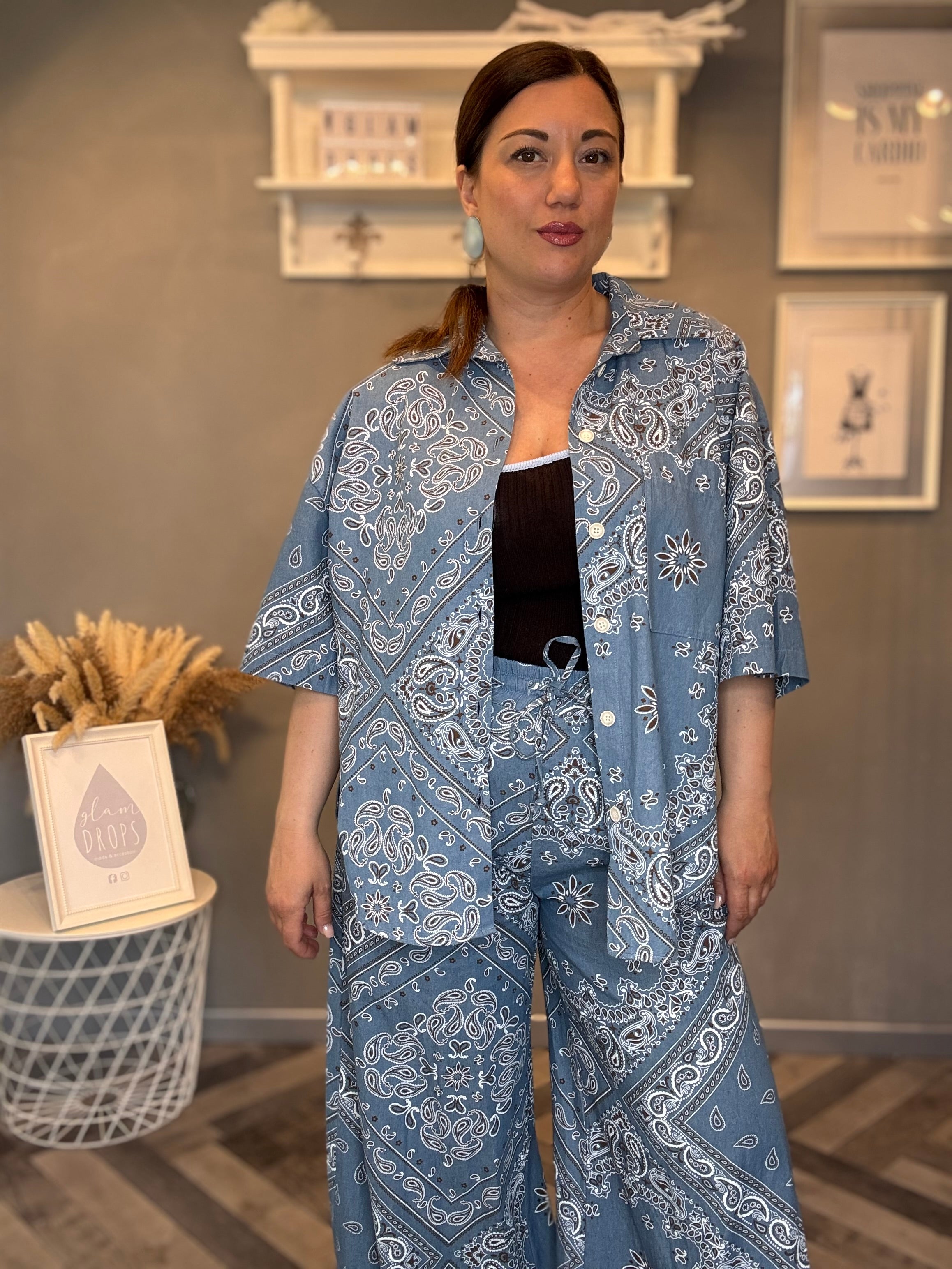 Lumina camicia jeans paisley bandana