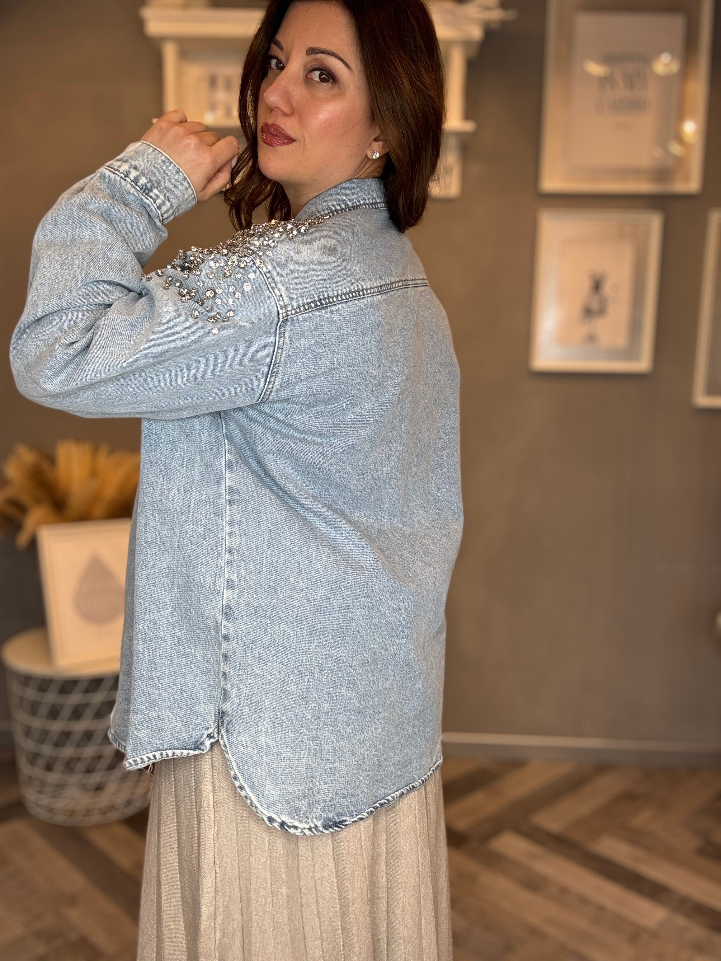 Giacca camicia in denim Diamonds