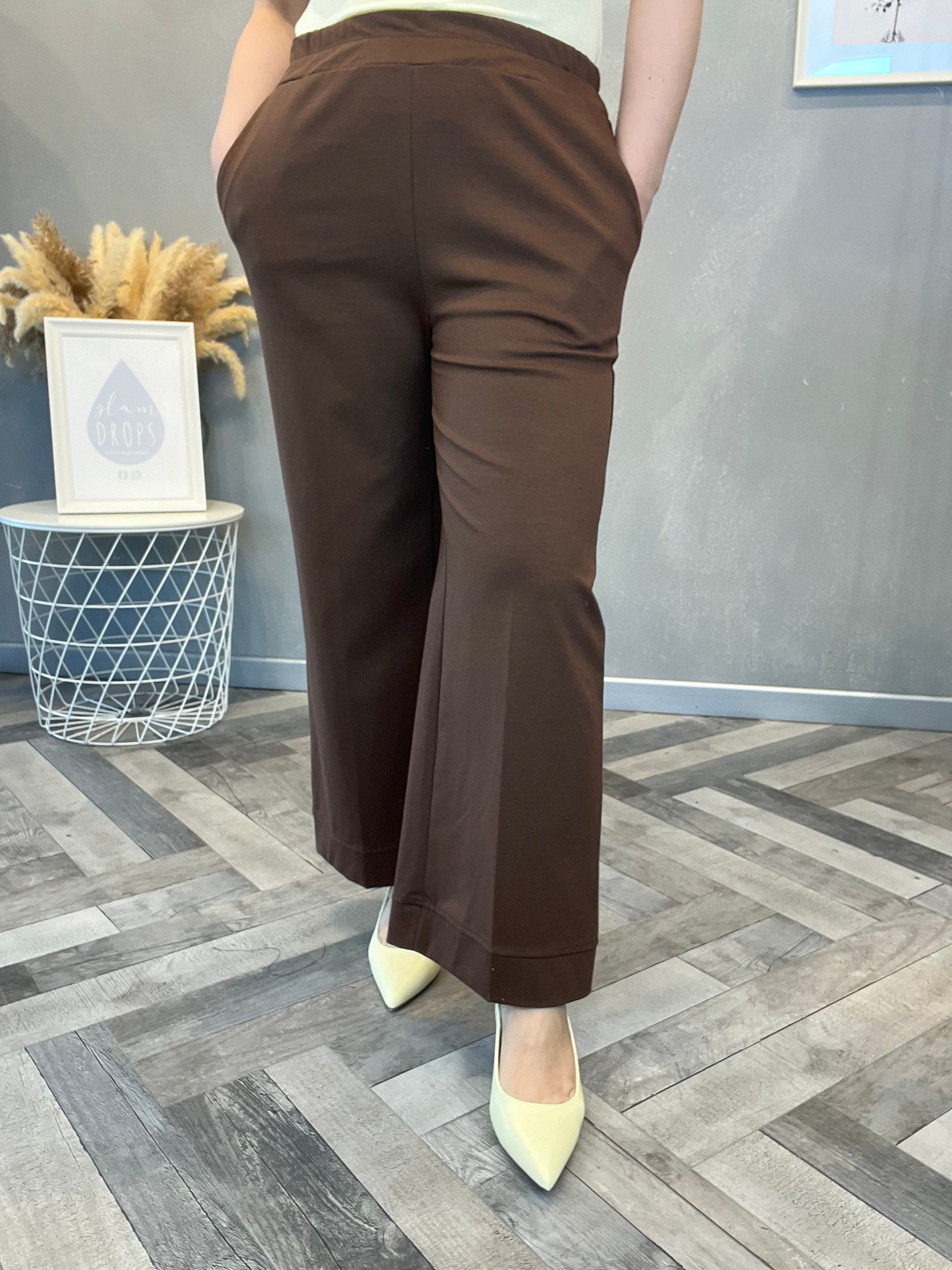 Pantalone wide leg punto Milano cioccolato
