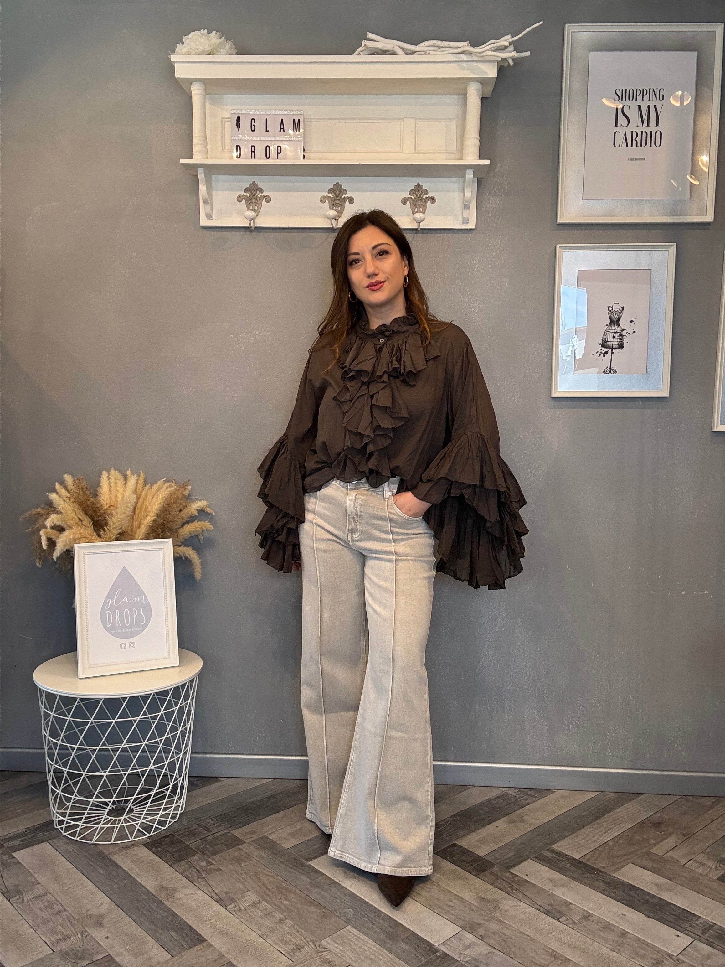 Blusa camicia volant moro