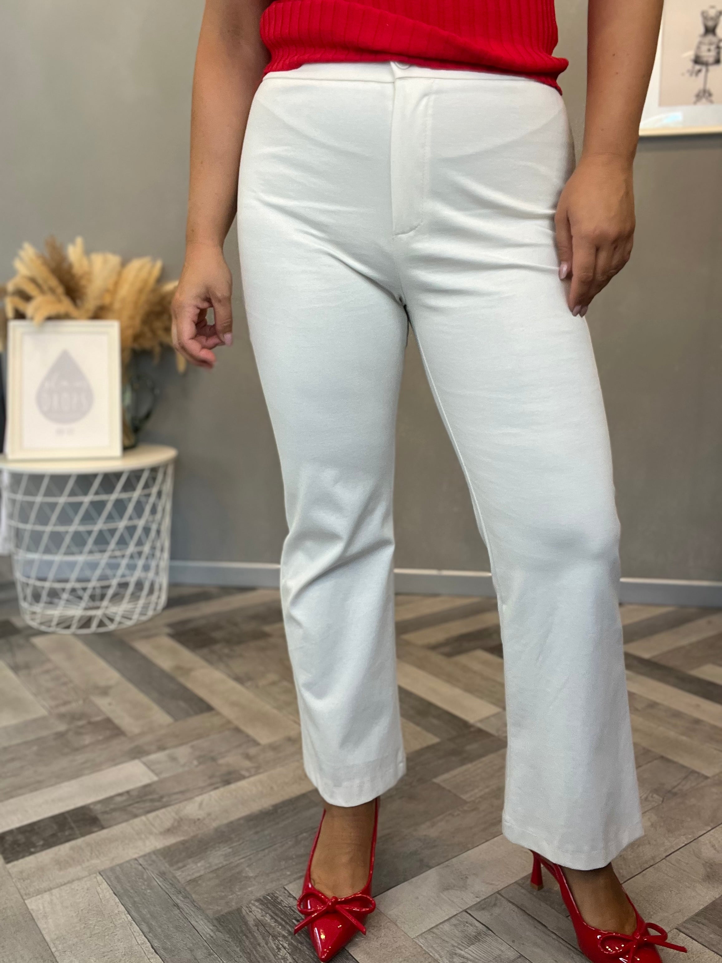 Pantalone trombetta punto Milano panna