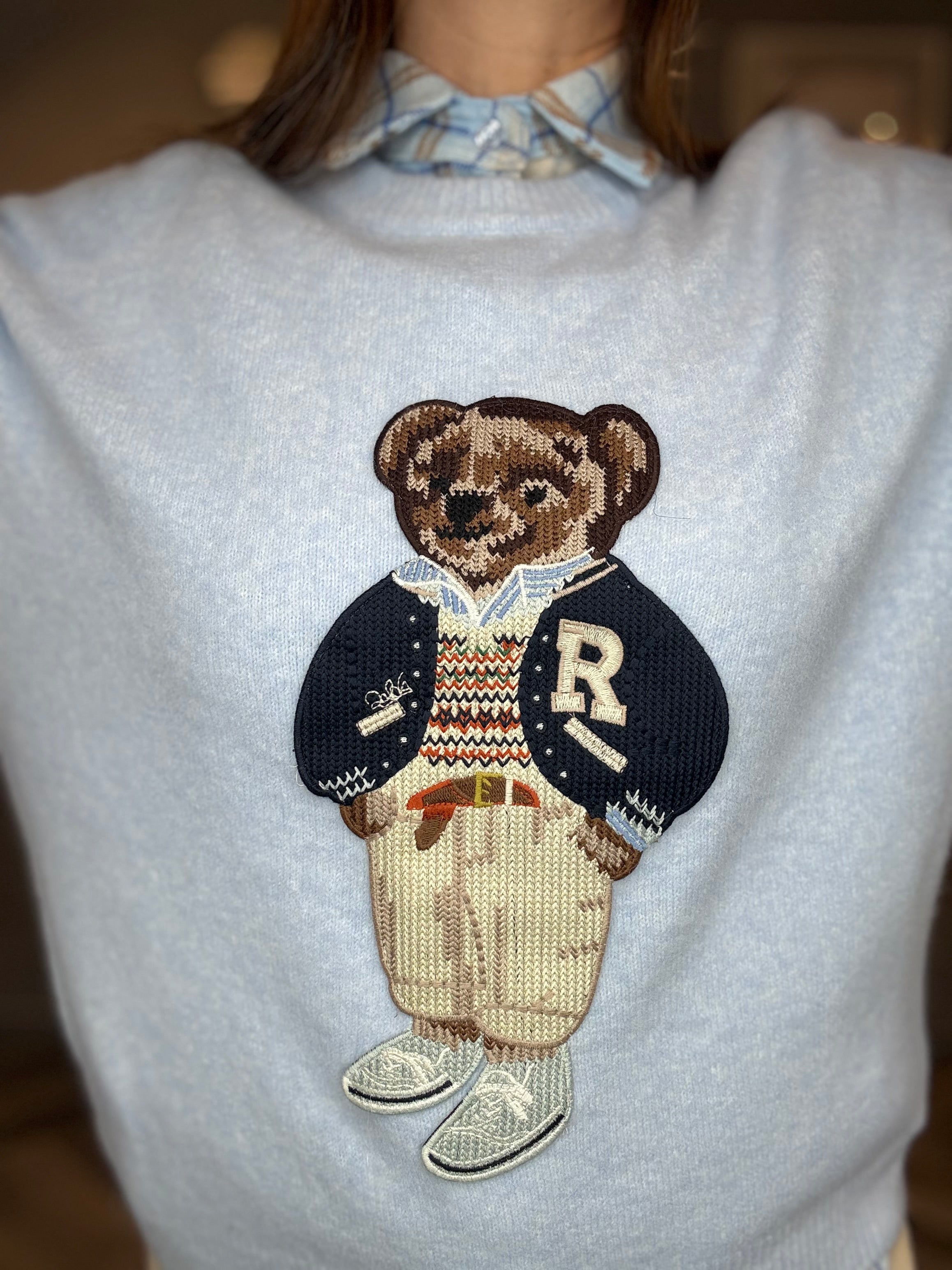 Maglione Teddy celeste