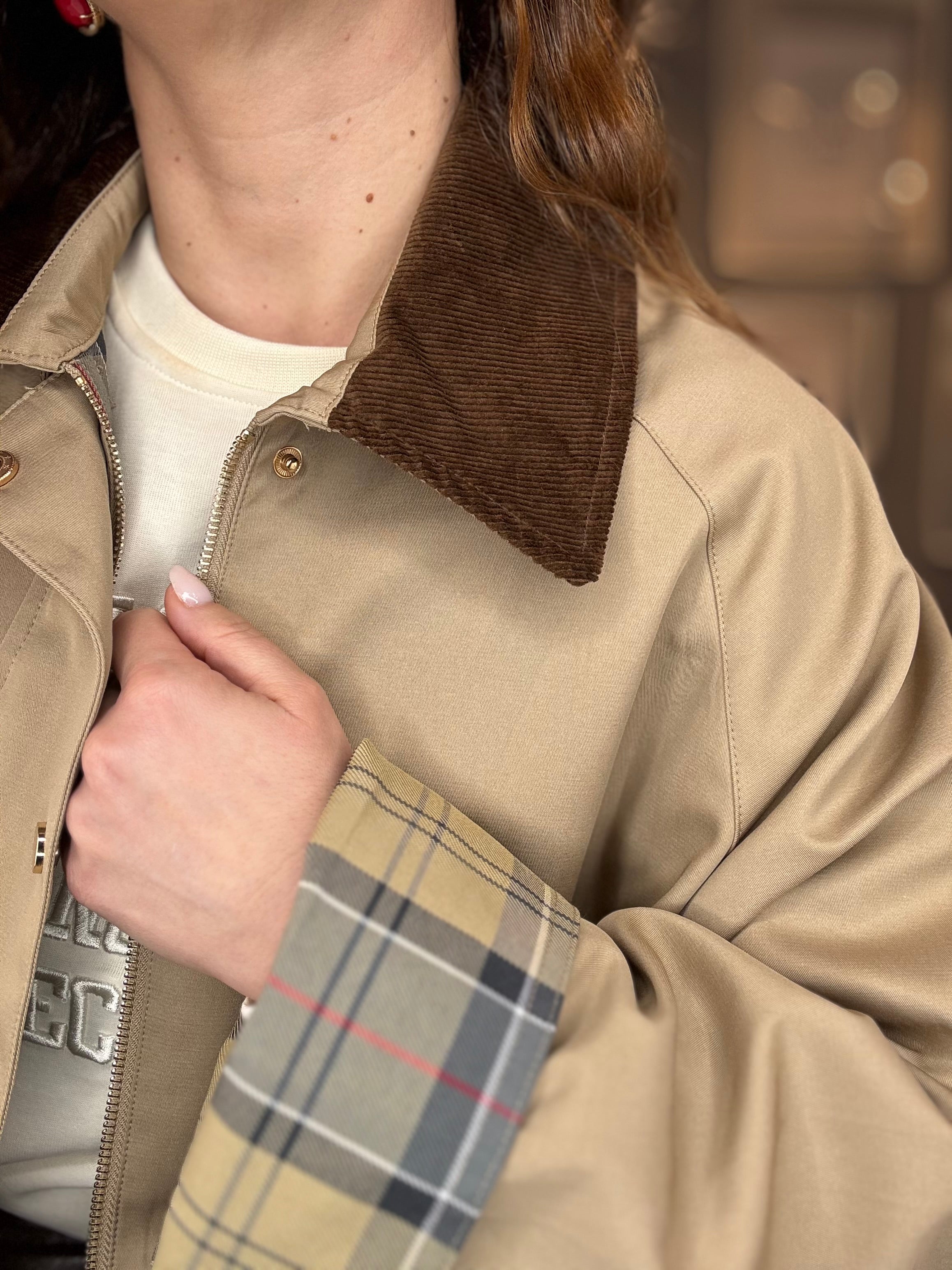 Giacca stile parka con dettagli check