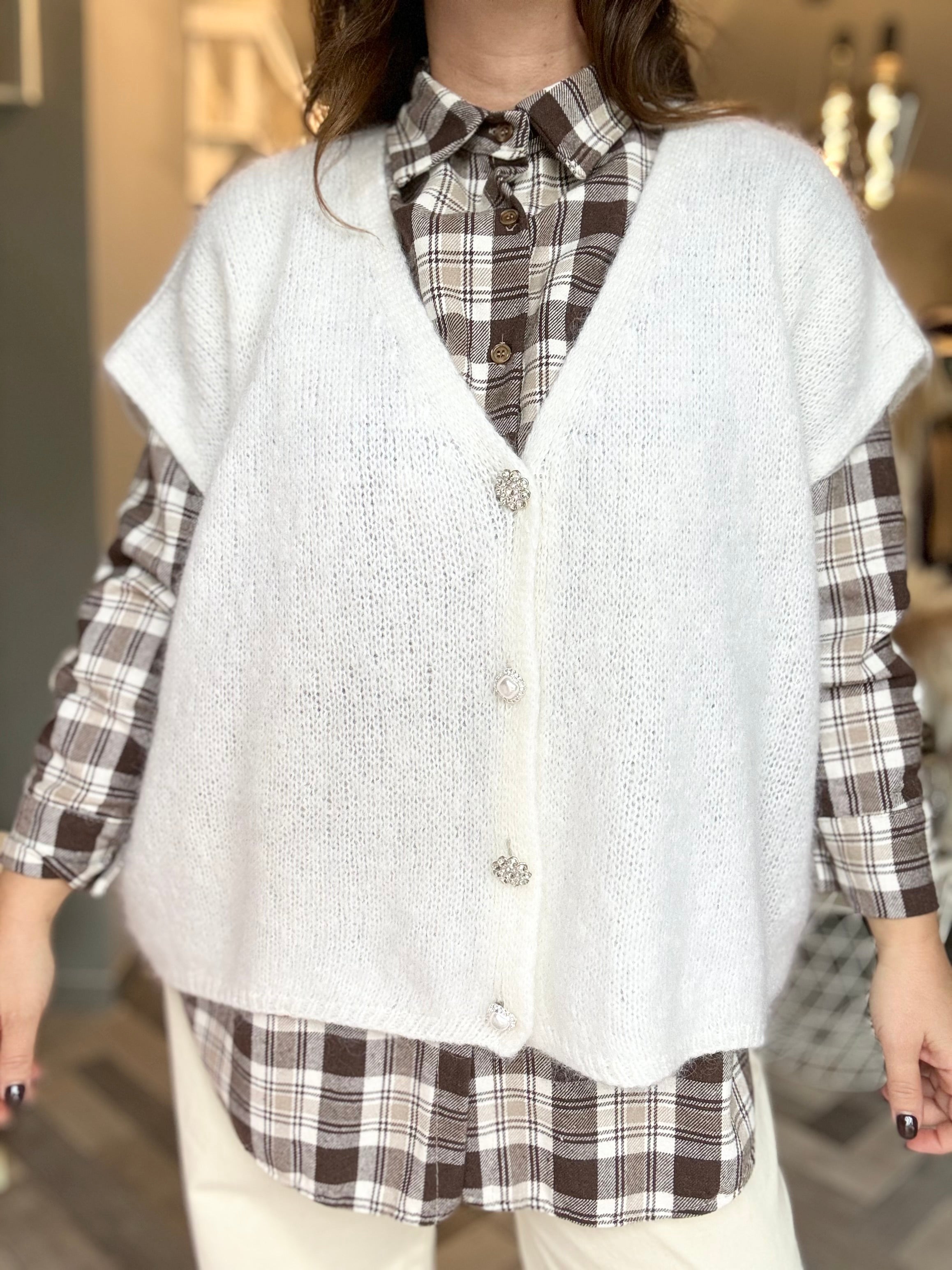 Gilet in maglia over 4 bottoni