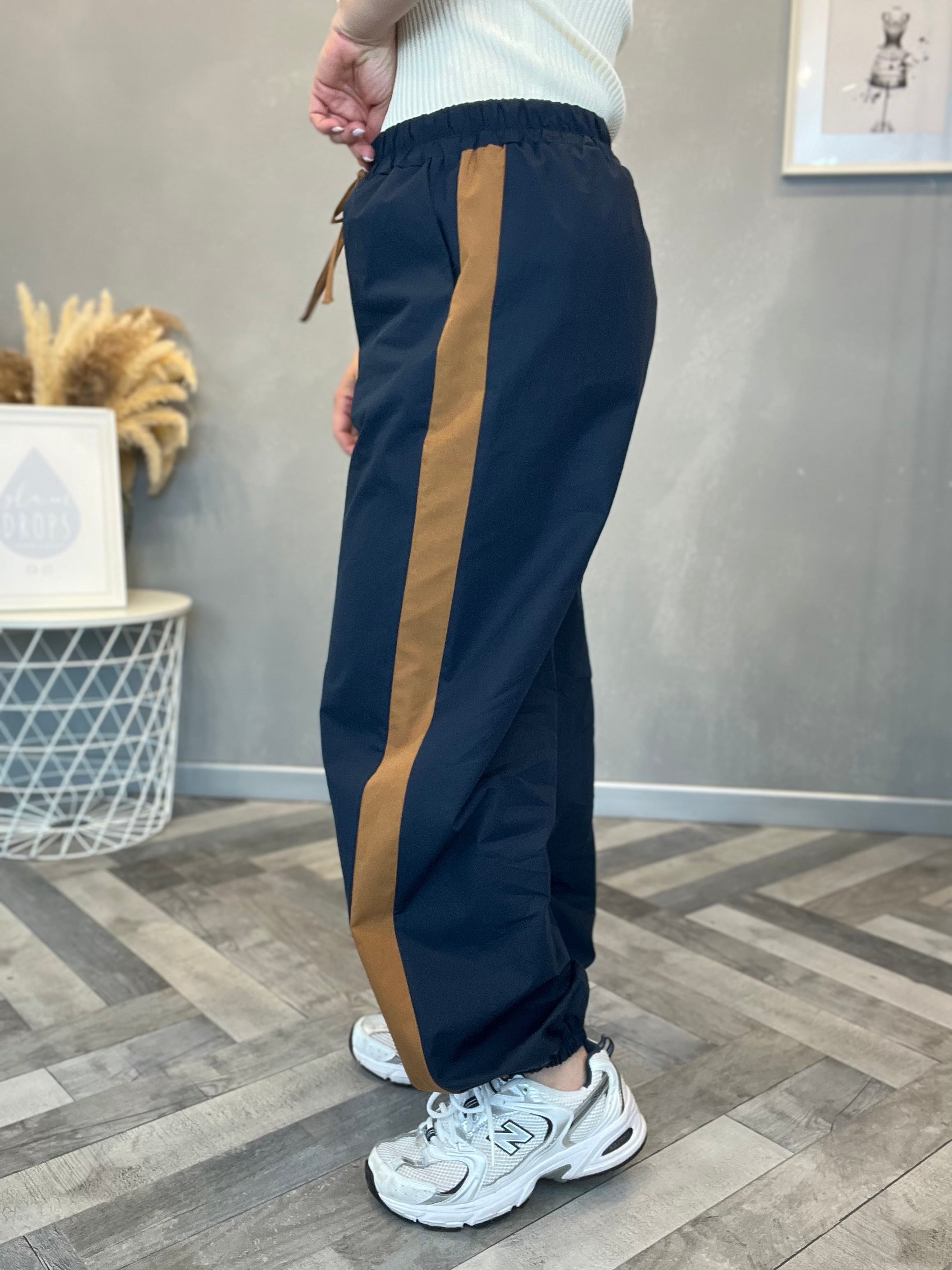 Pantalone Bicolore blu e camel