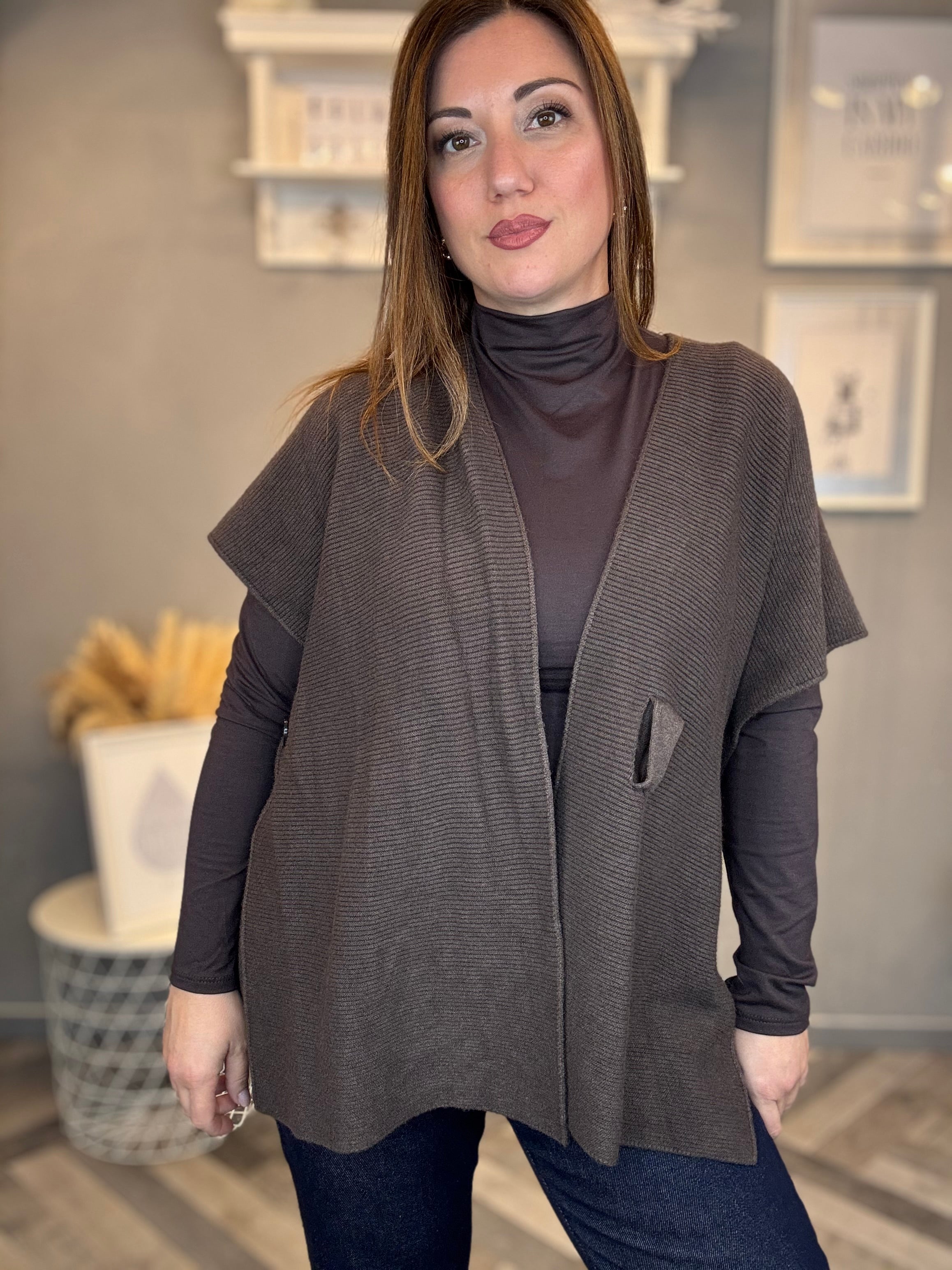 Gilet in maglia multiuso moro