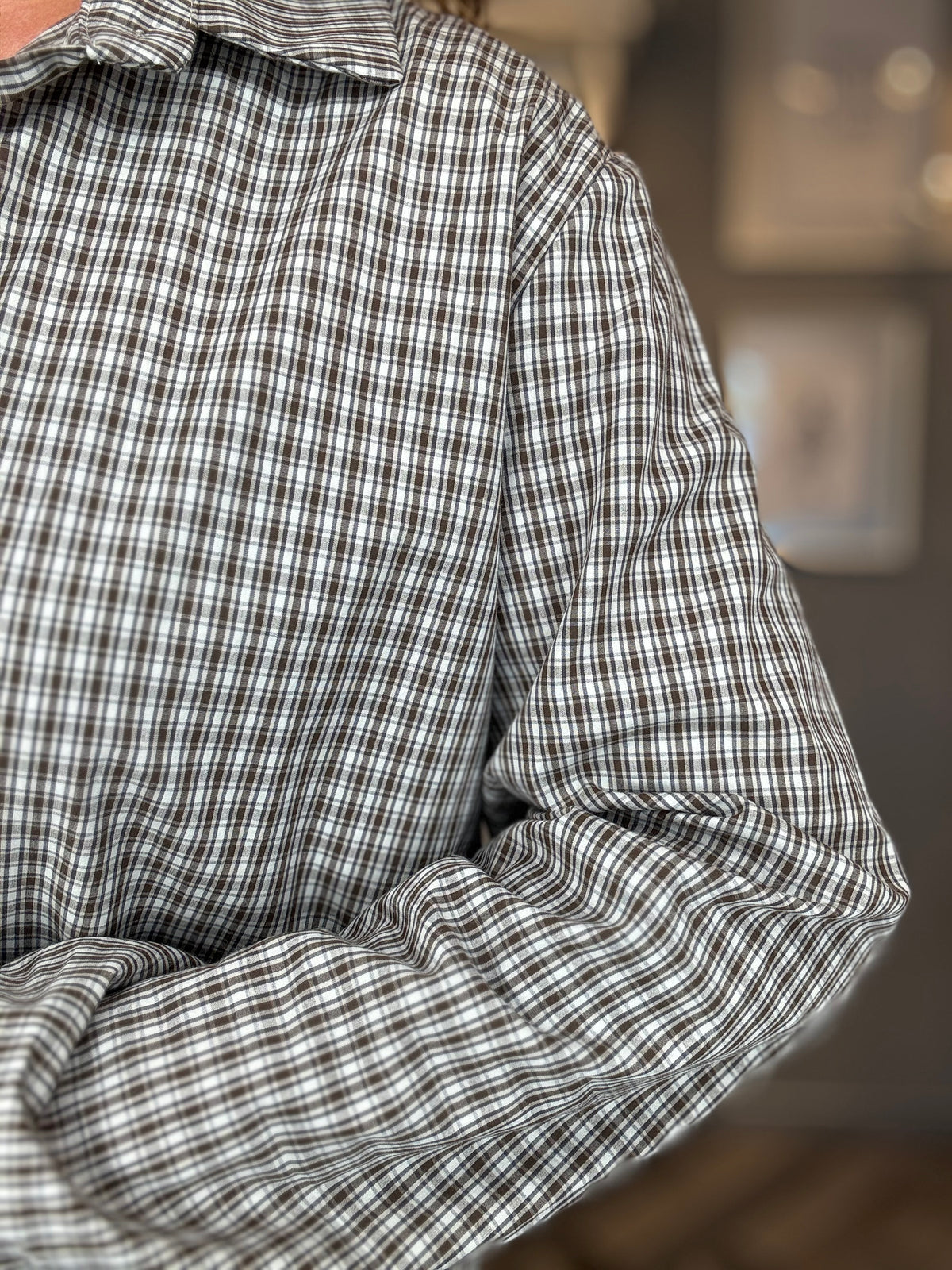 Camicia micro check burro e moro